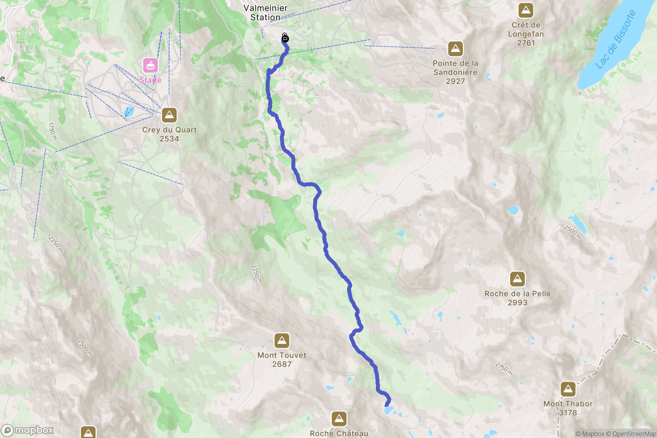 Valmeinier : carte du parcours de randonnée - France