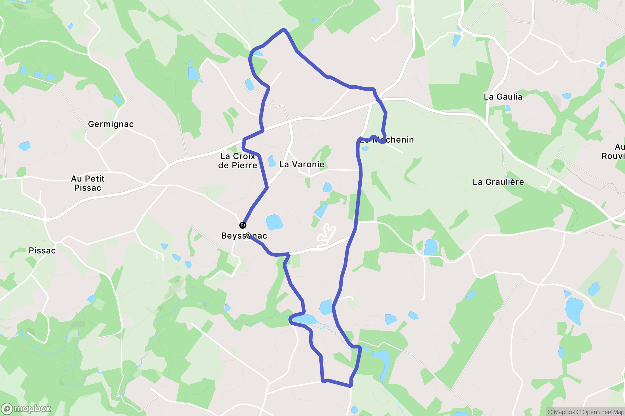 Beyssenac : carte du parcours de randonnée - France