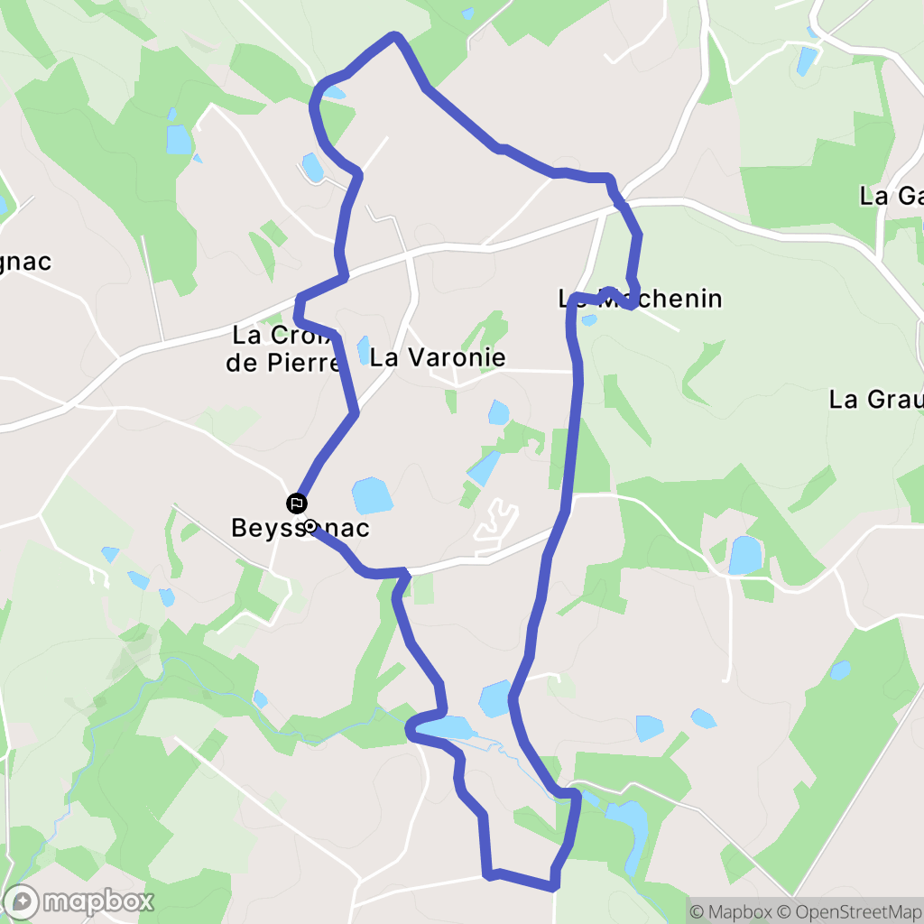 Beyssenac : carte du parcours de randonnée - France