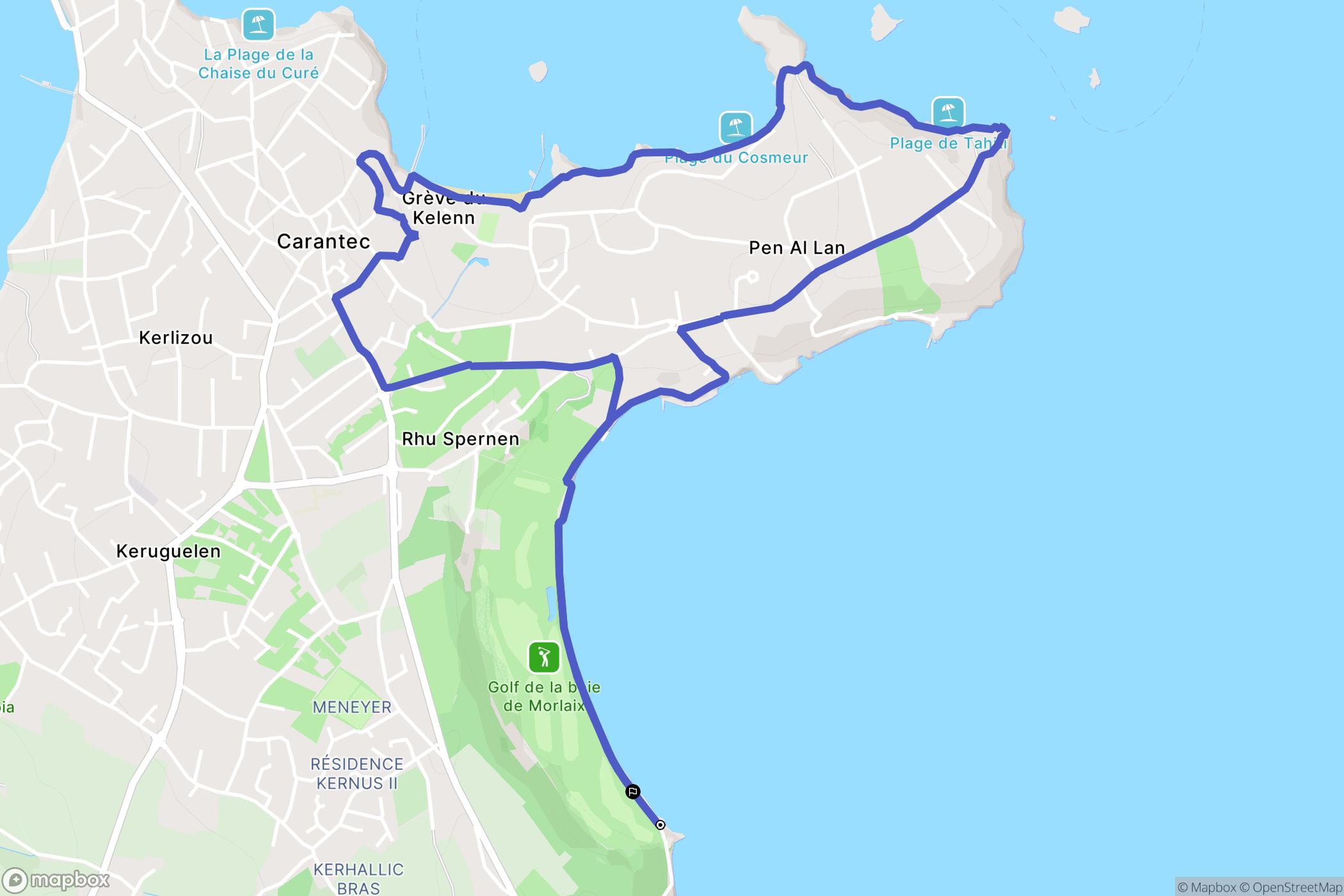 Carantec : carte du parcours de randonnée - France