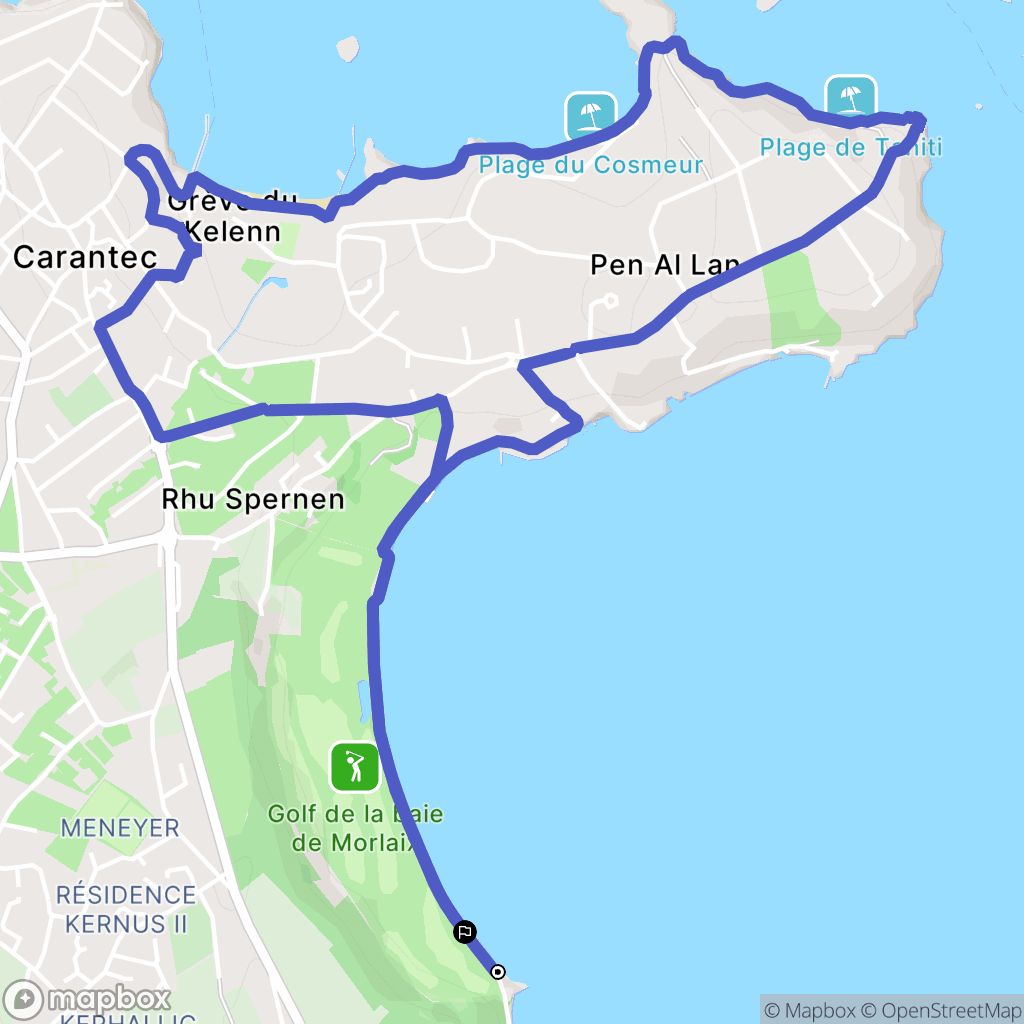 Carantec : carte du parcours de randonnée - France