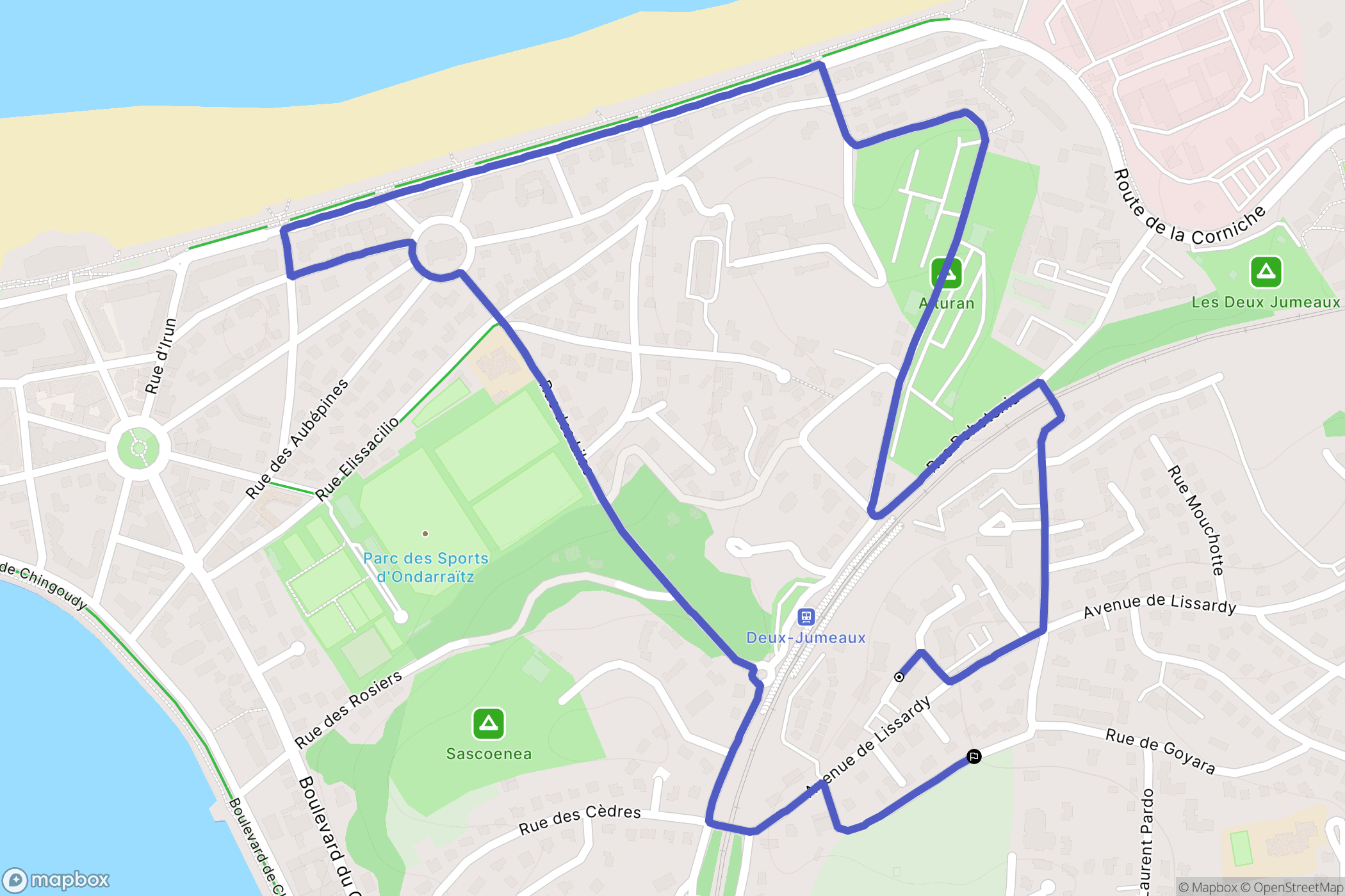 Hendaye : carte du parcours de randonnée - France