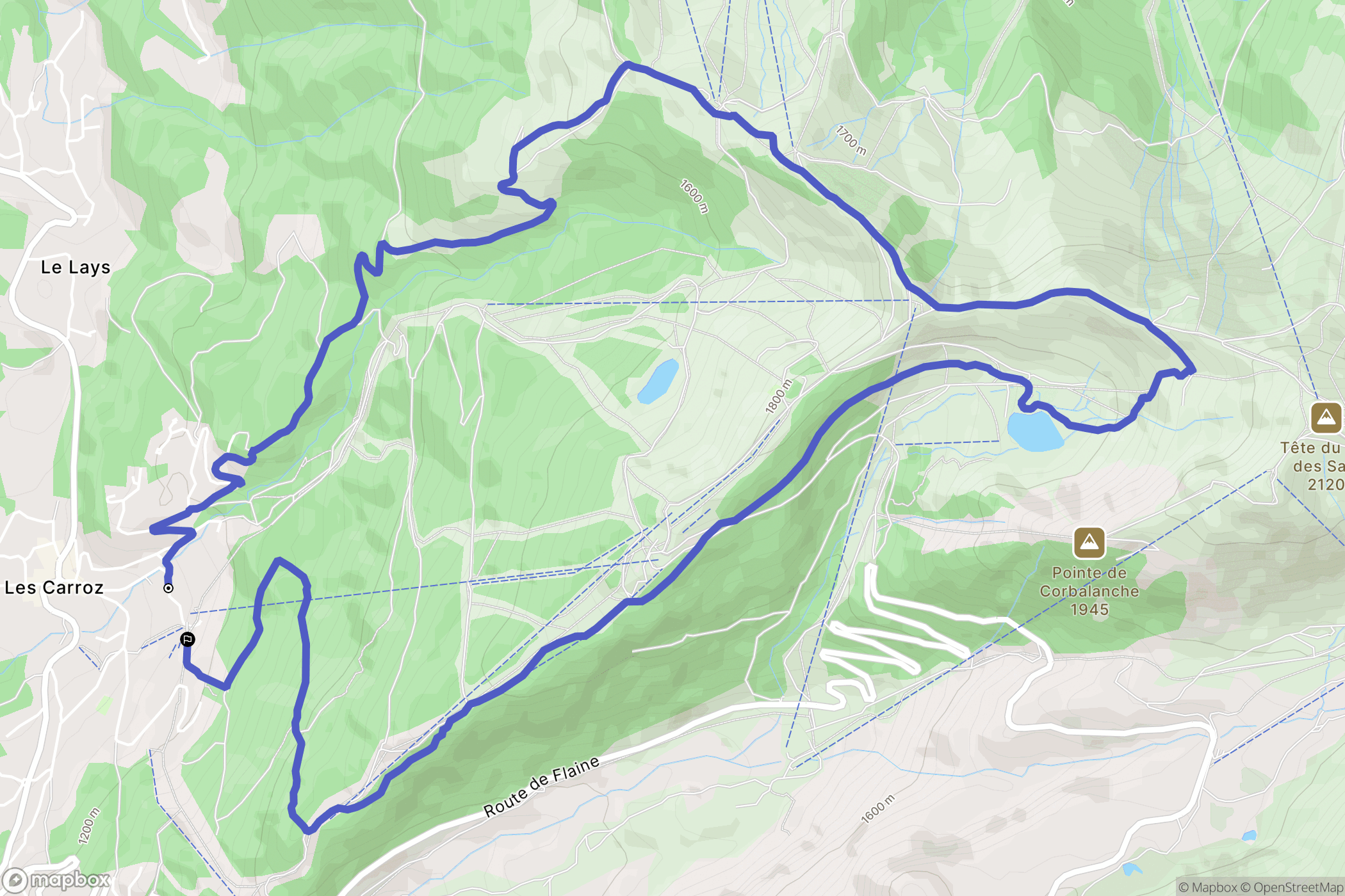 Arâches-la-Frasse : carte du parcours de randonnée - France