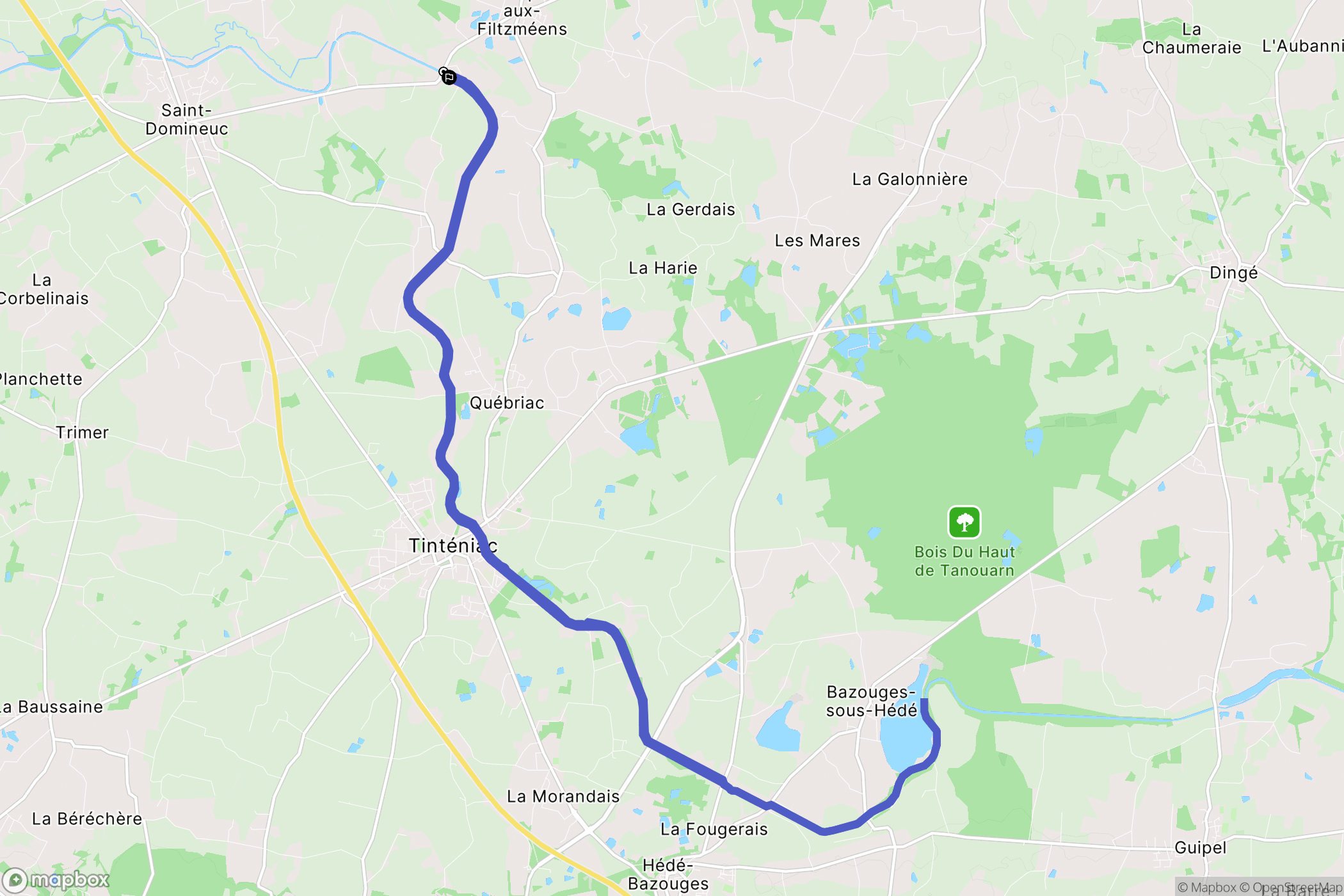 La Chapelle-aux-Filtzméens : carte du parcours de randonnée - France