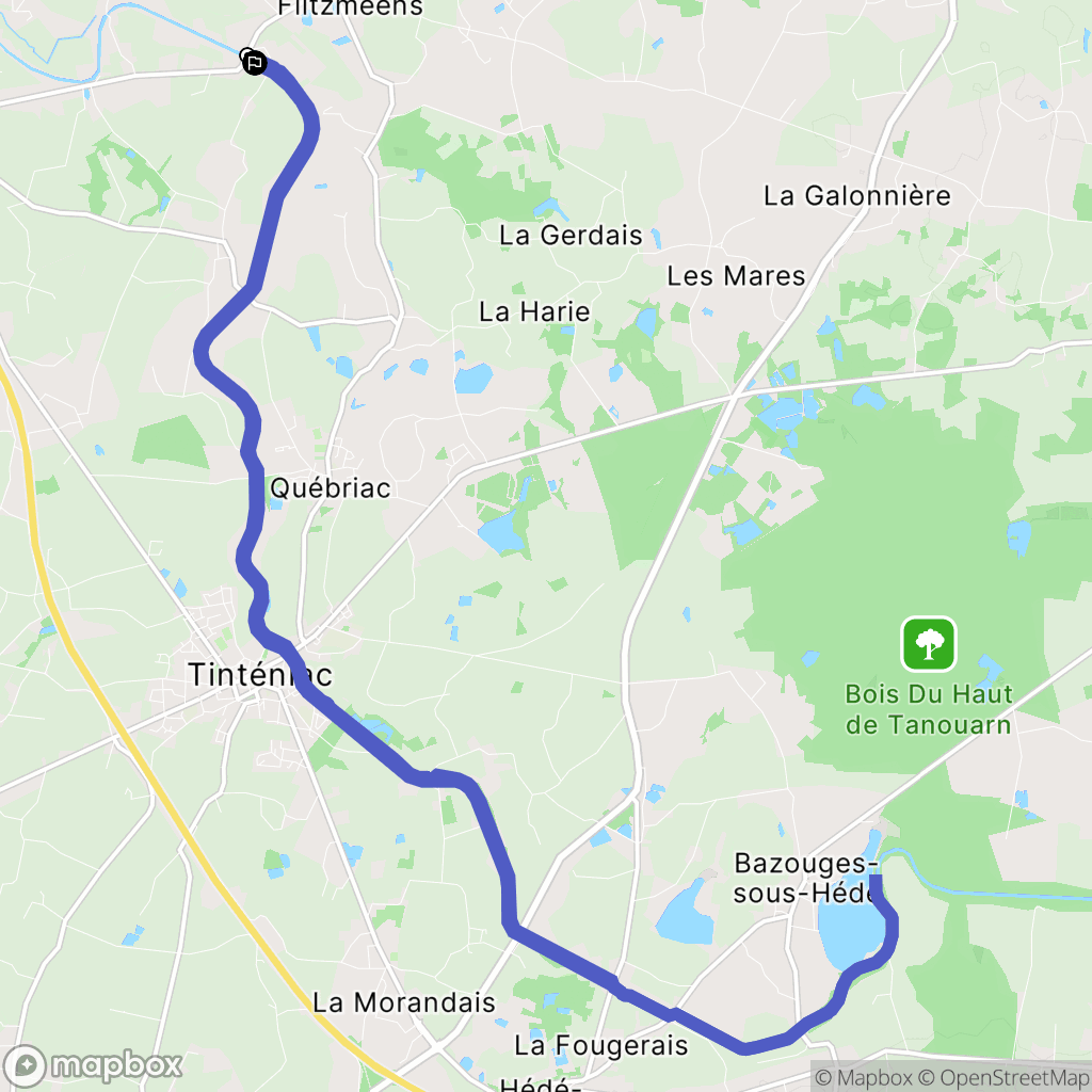 La Chapelle-aux-Filtzméens : carte du parcours de randonnée - France