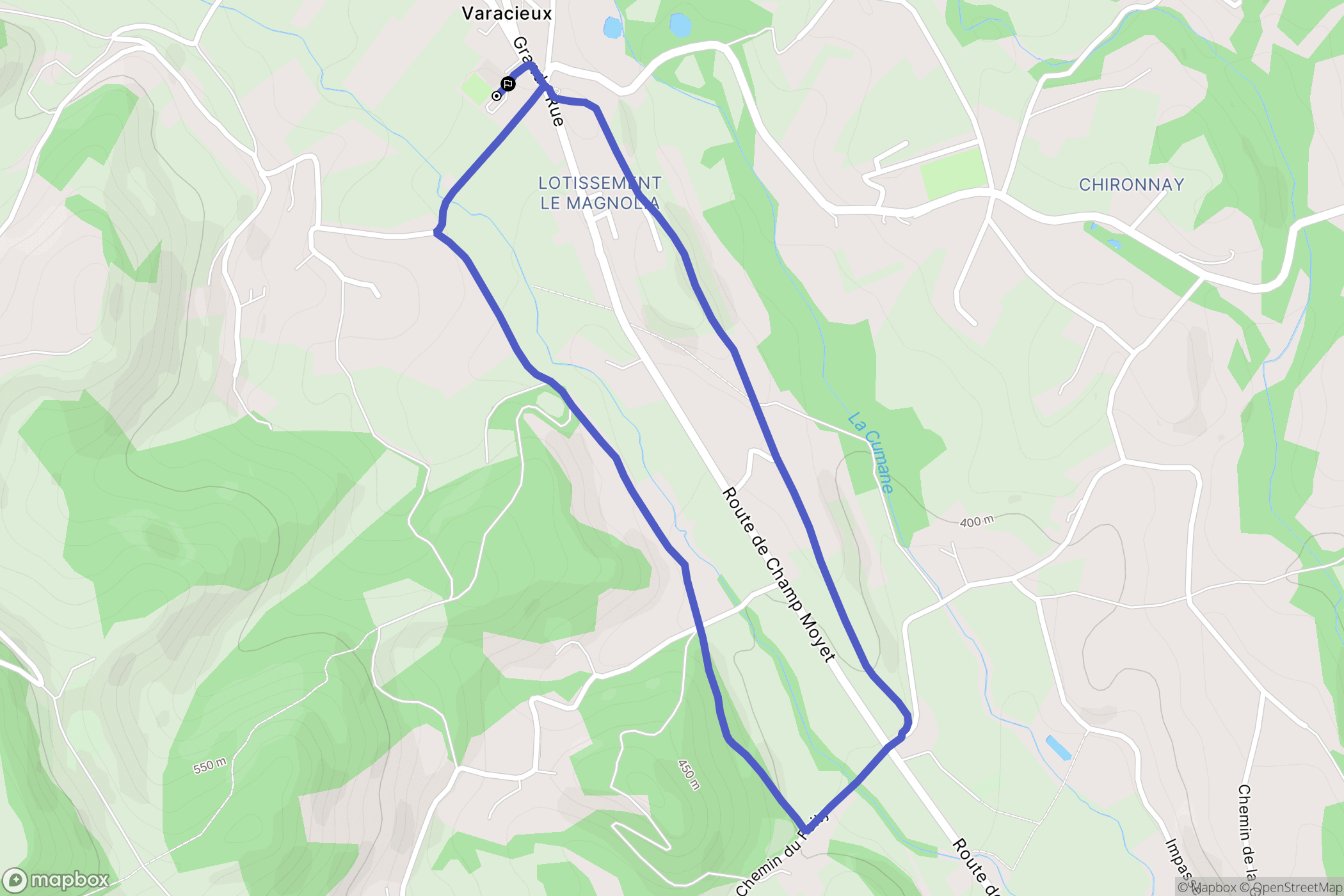 Varacieux : carte du parcours de randonnée - France