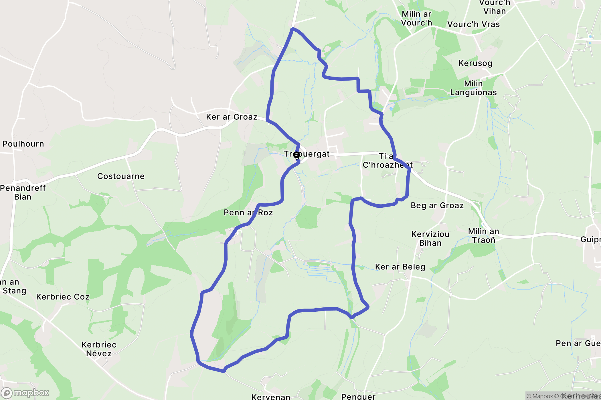 Tréouergat : carte du parcours de randonnée - France