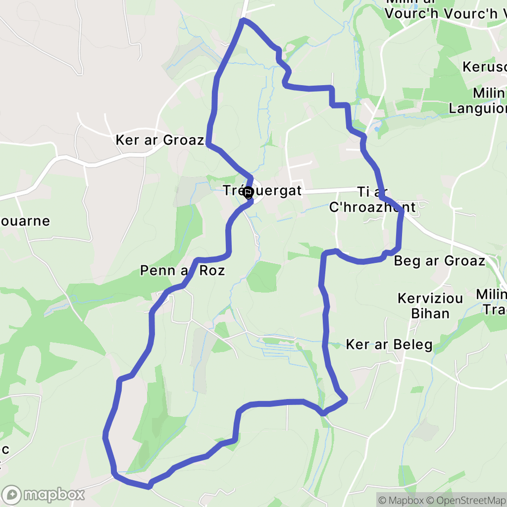 Tréouergat : carte du parcours de randonnée - France