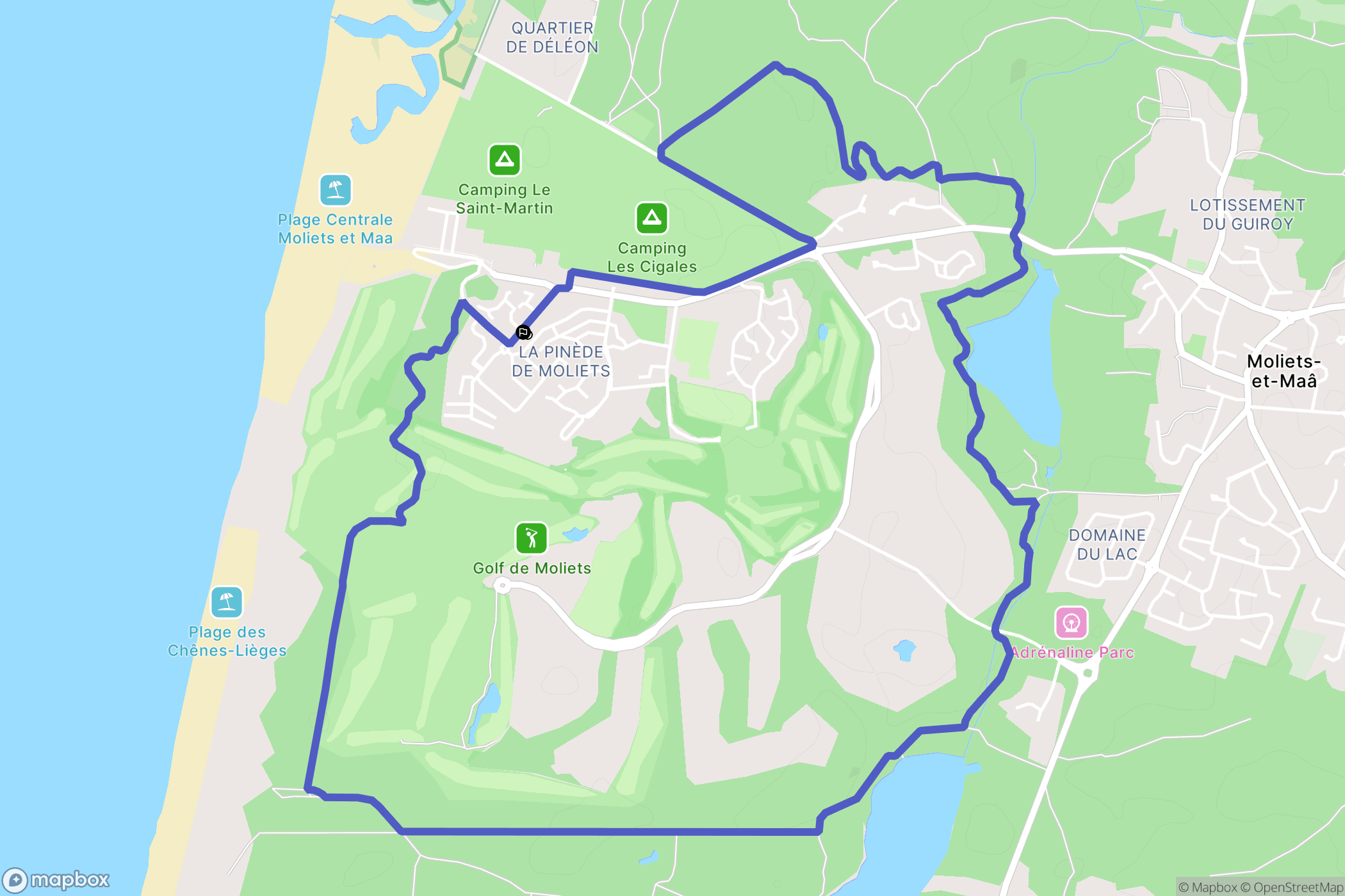 Moliets-et-Maa : carte du parcours de randonnée - France