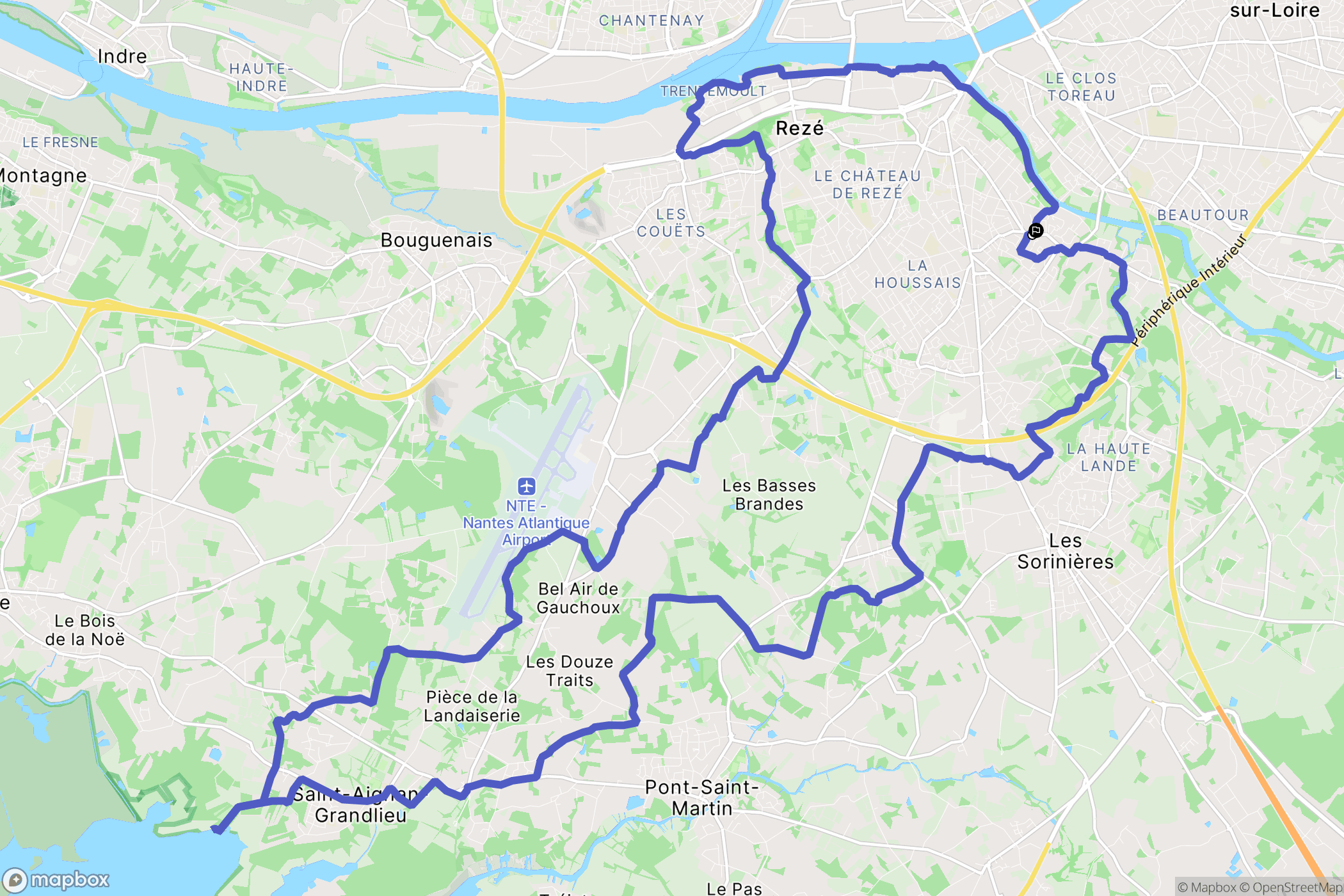 Rezé : carte du parcours de randonnée - France