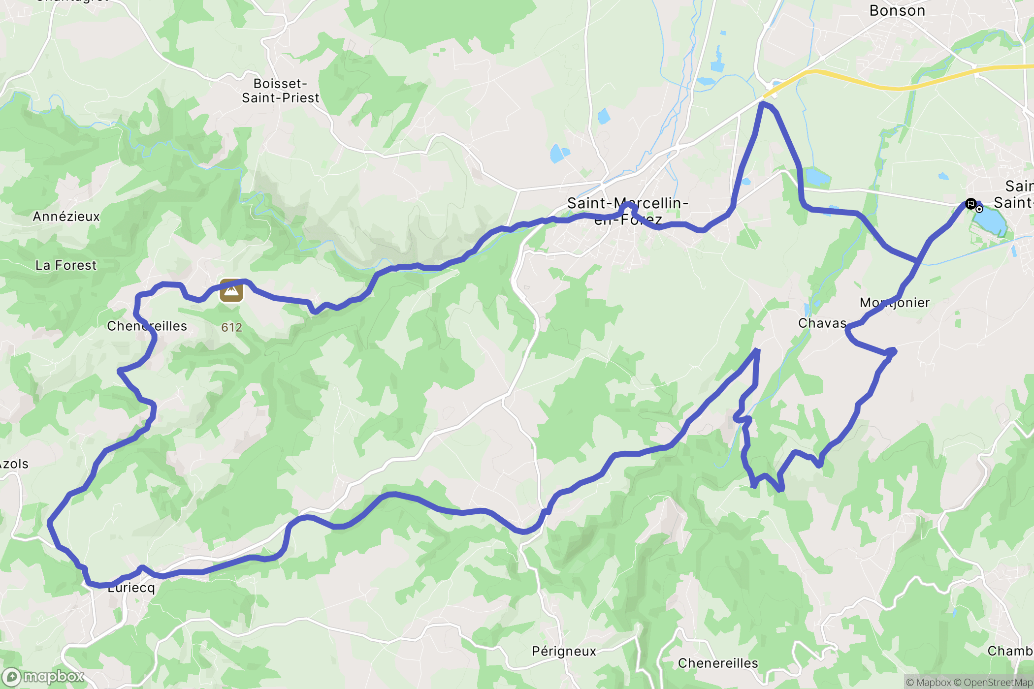 Saint-Just-Saint-Rambert : carte du parcours de randonnée - France