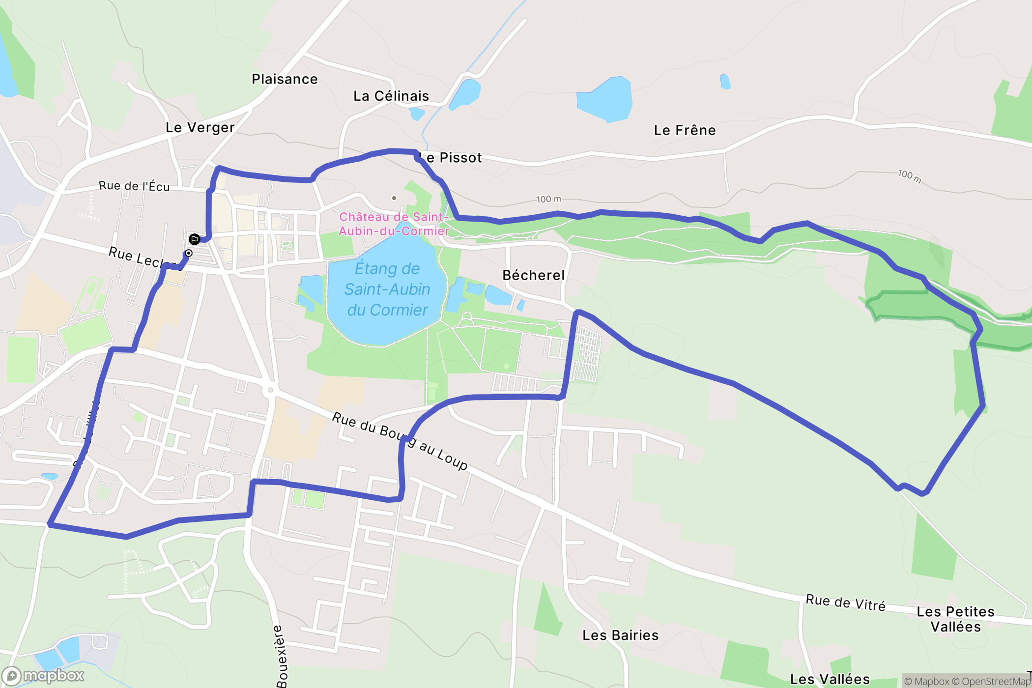 Saint-Aubin-du-Cormier : carte du parcours de randonnée - France
