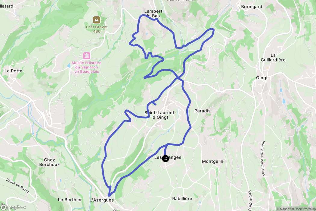 Val d'Oingt : carte du parcours de randonnée - France