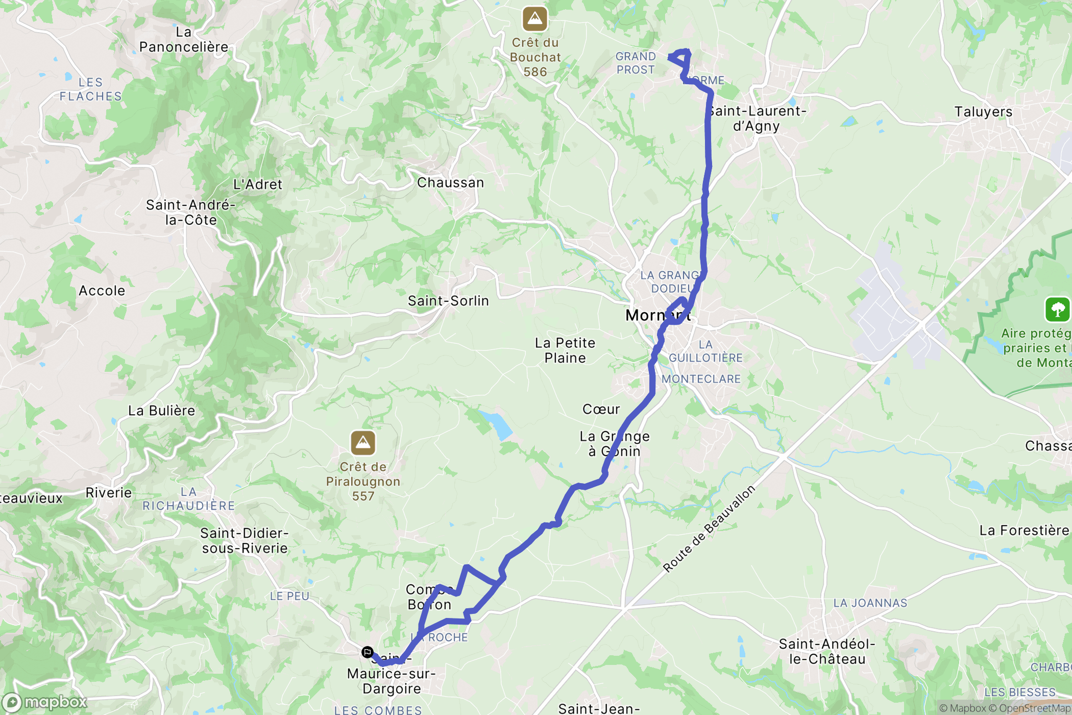 Chabanière : carte du parcours de randonnée - France