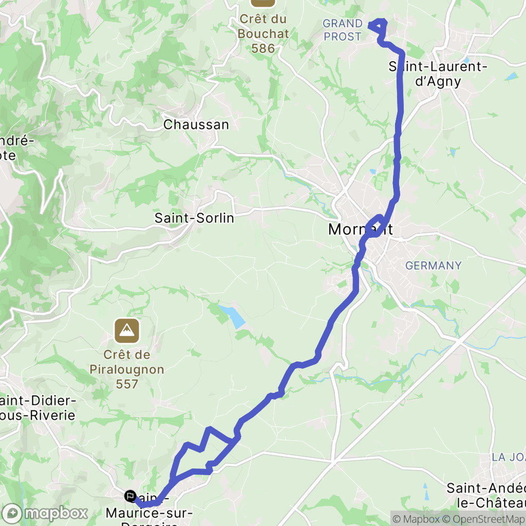 Chabanière : carte du parcours de randonnée - France