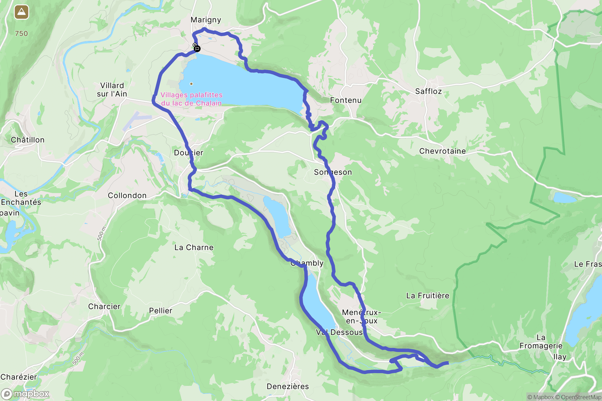 Marigny : carte du parcours de randonnée - France