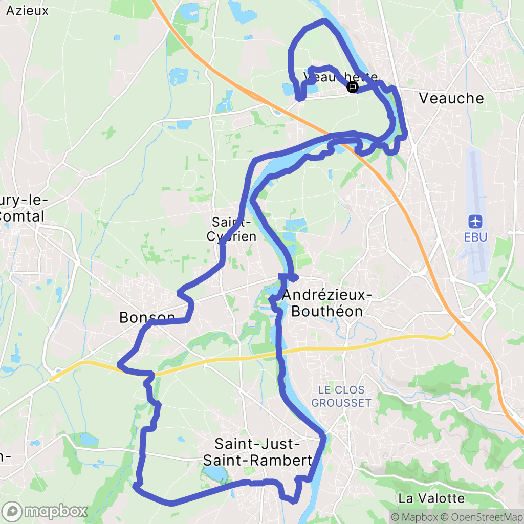 Veauchette : carte du parcours de randonnée - France