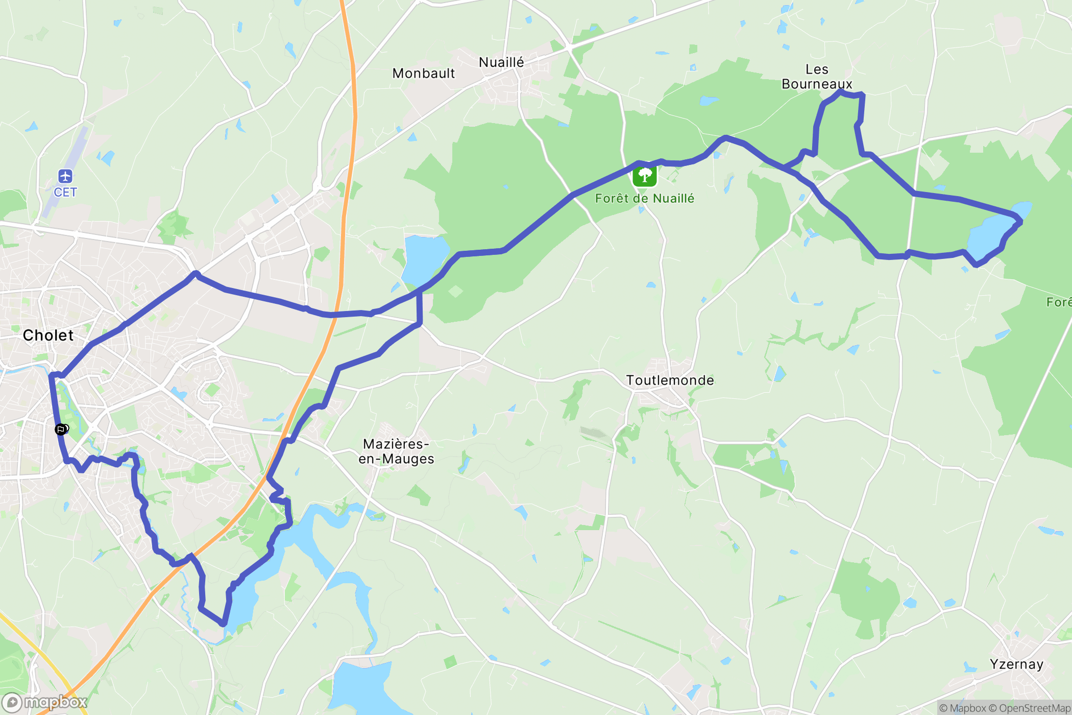 Cholet : carte du parcours de randonnée - France