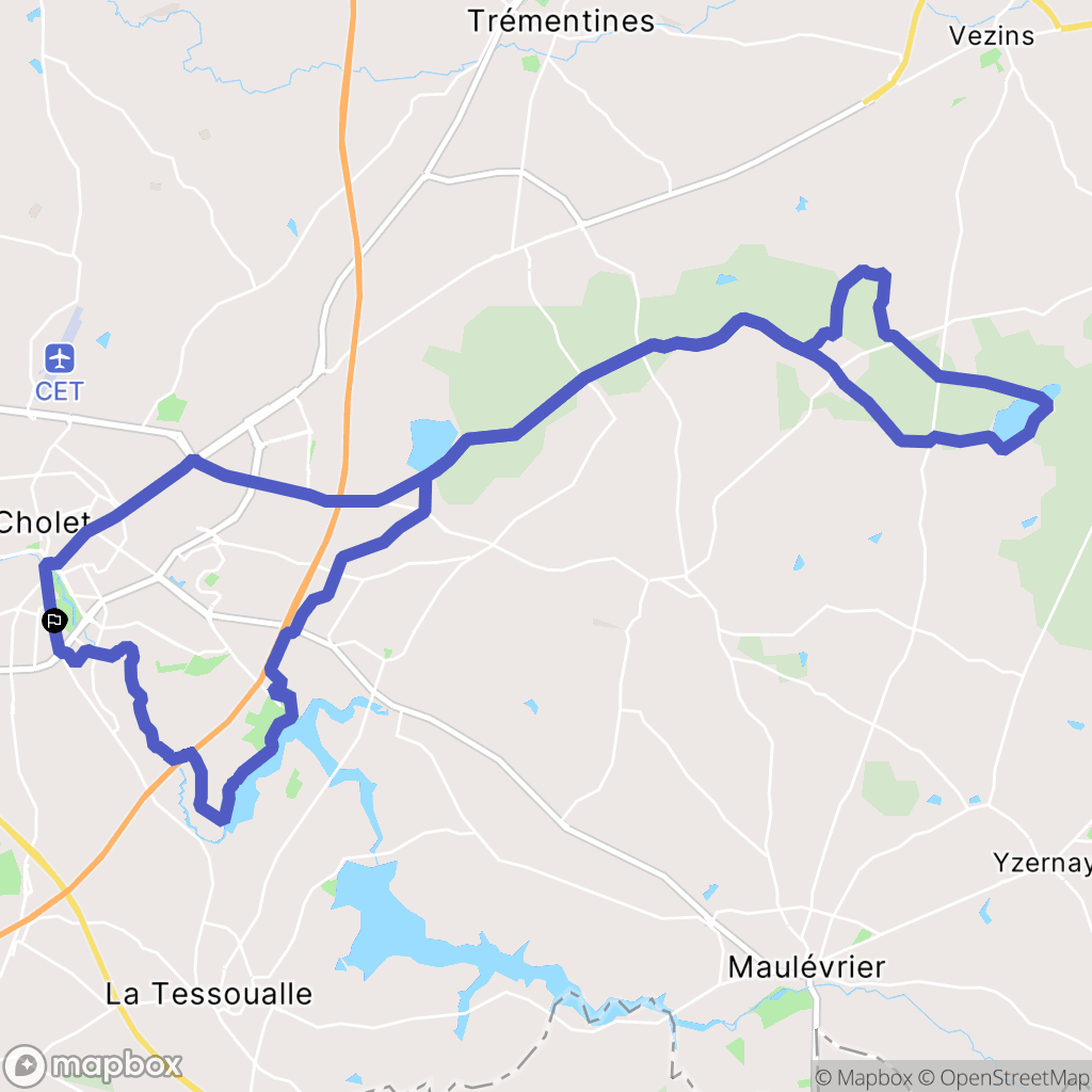 Cholet : carte du parcours de randonnée - France