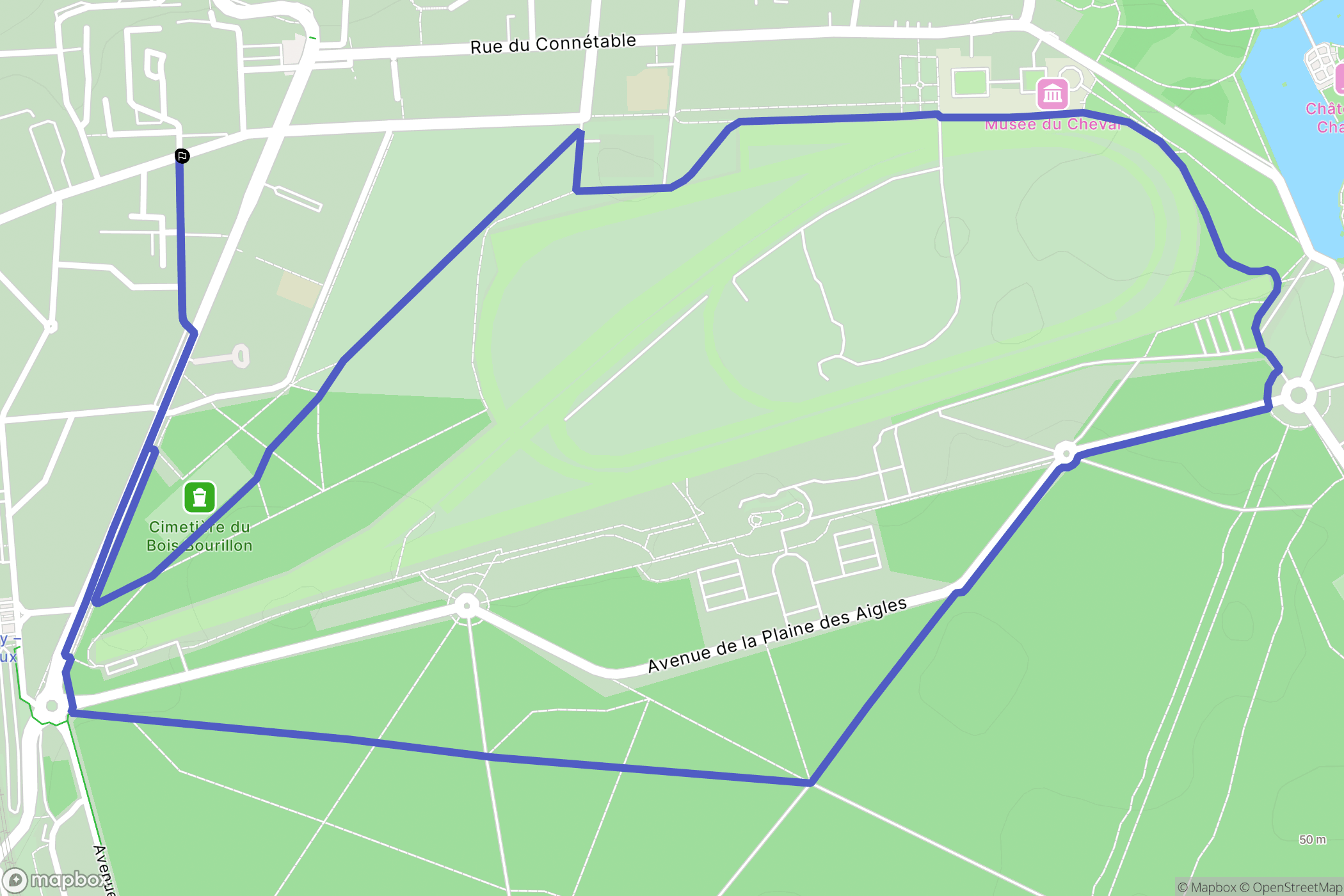 Chantilly : carte du parcours de randonnée - France