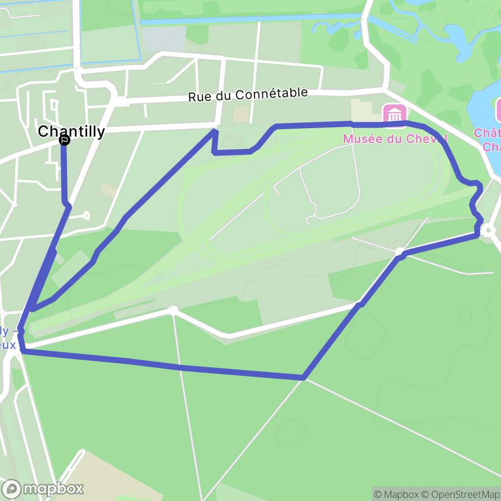 Chantilly : carte du parcours de randonnée - France