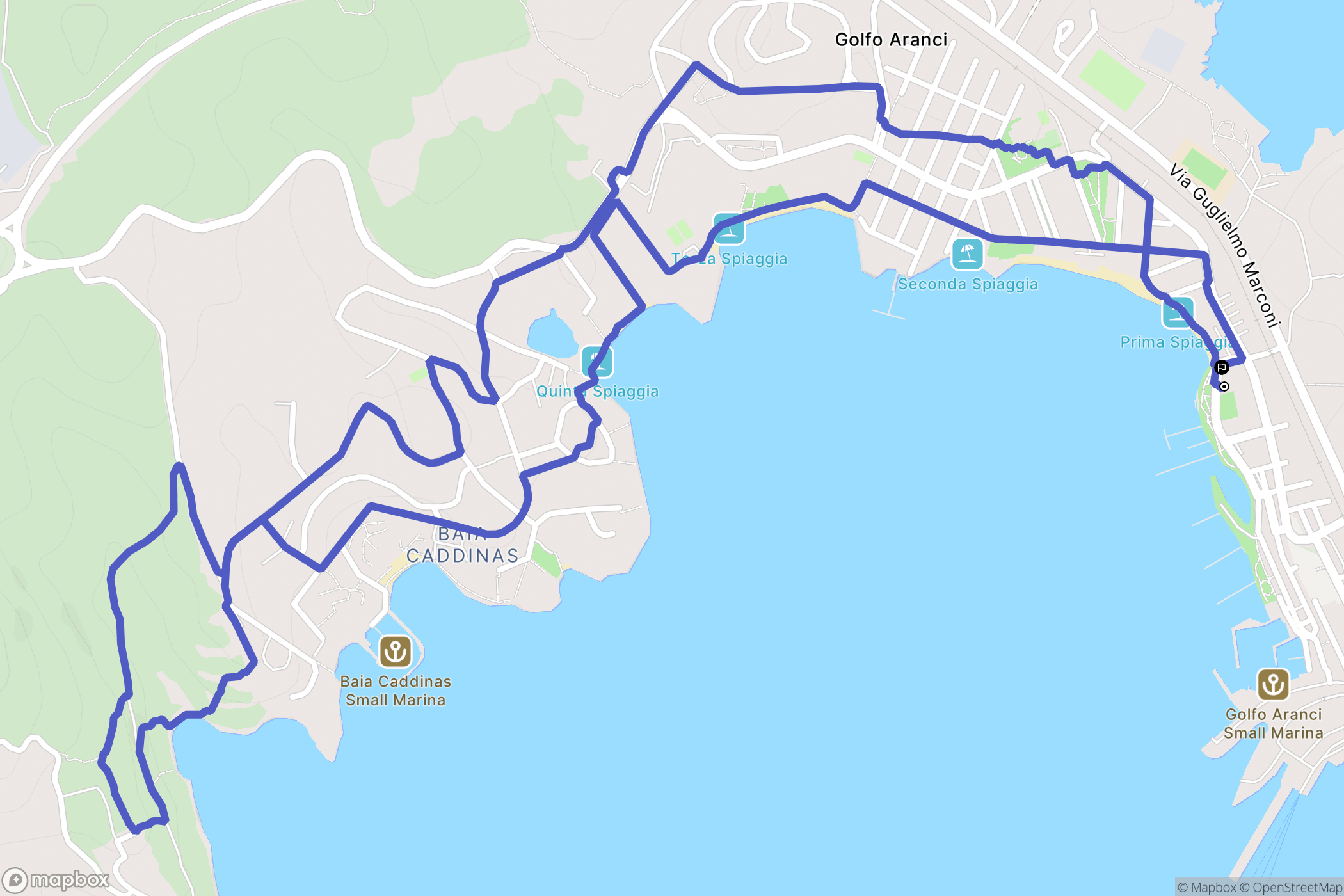 Golfo Aranci : carte du parcours de randonnée - Italy