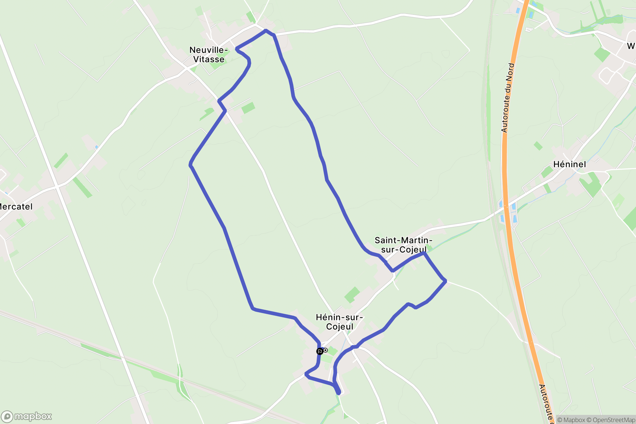 Hénin-sur-Cojeul : carte du parcours de randonnée - France