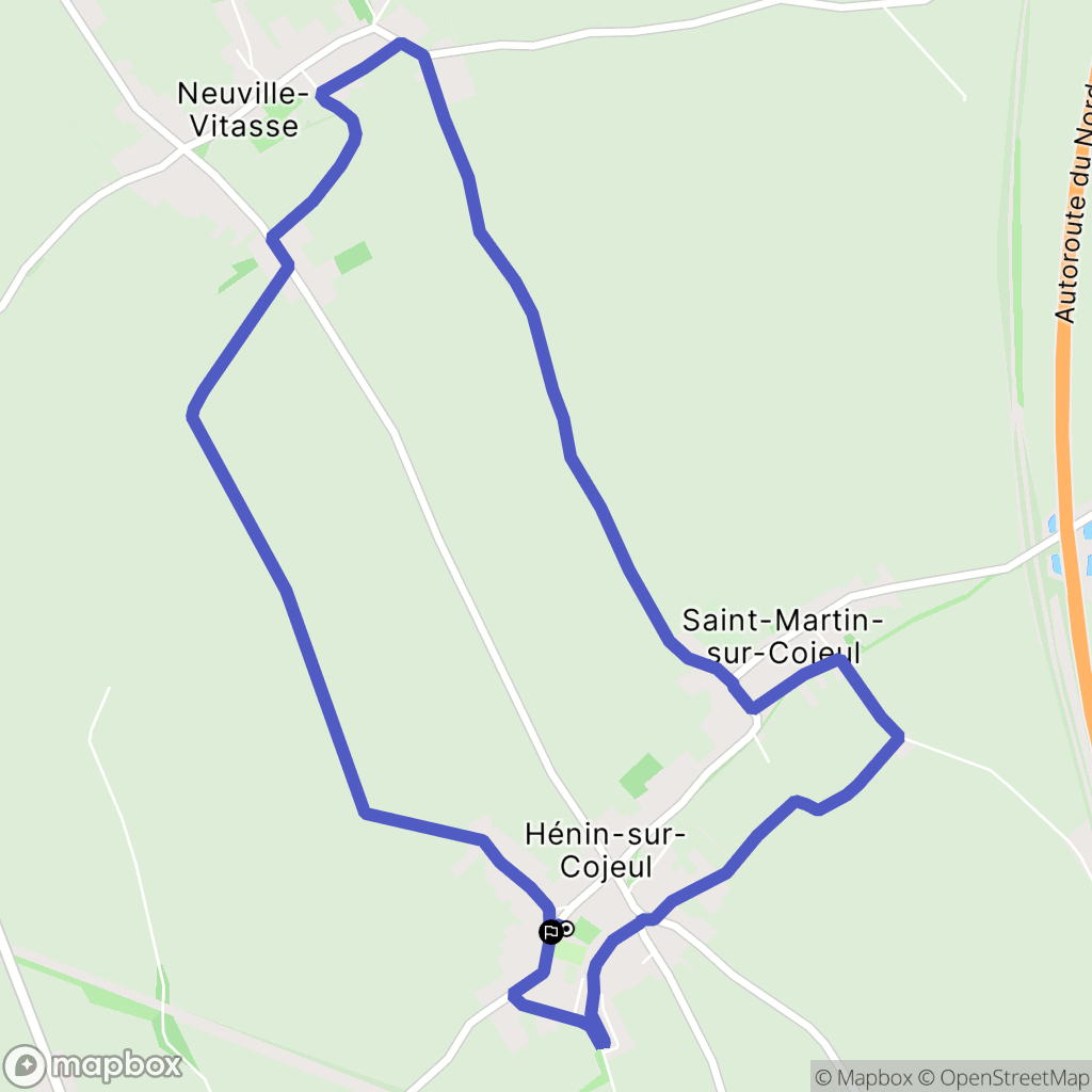 Hénin-sur-Cojeul : carte du parcours de randonnée - France