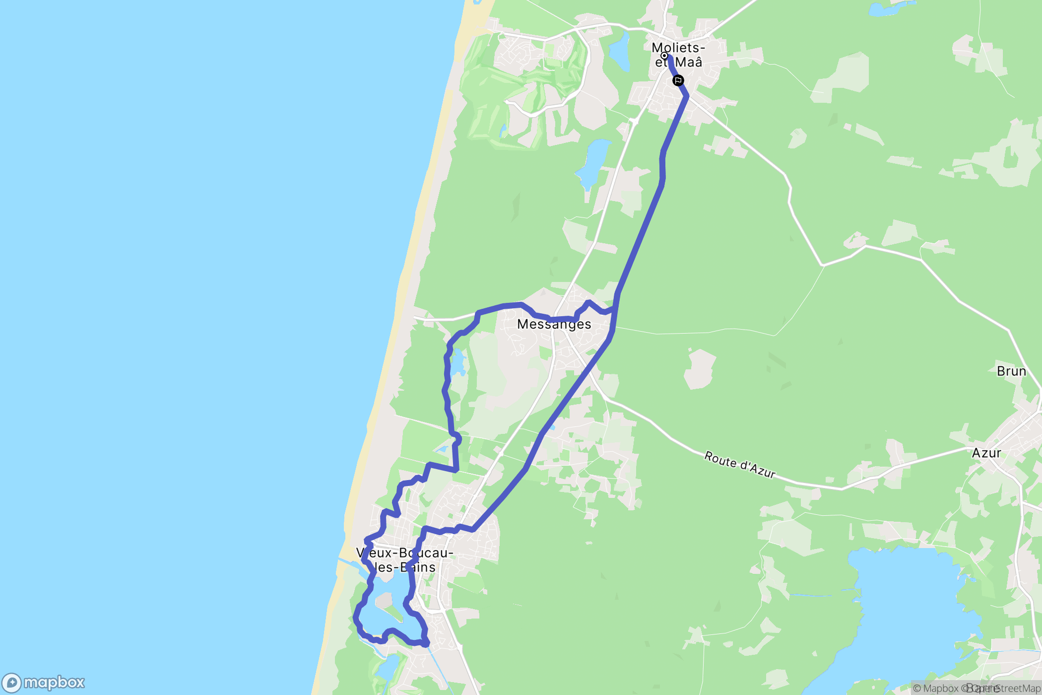 Moliets-et-Maa : carte du parcours de randonnée - France