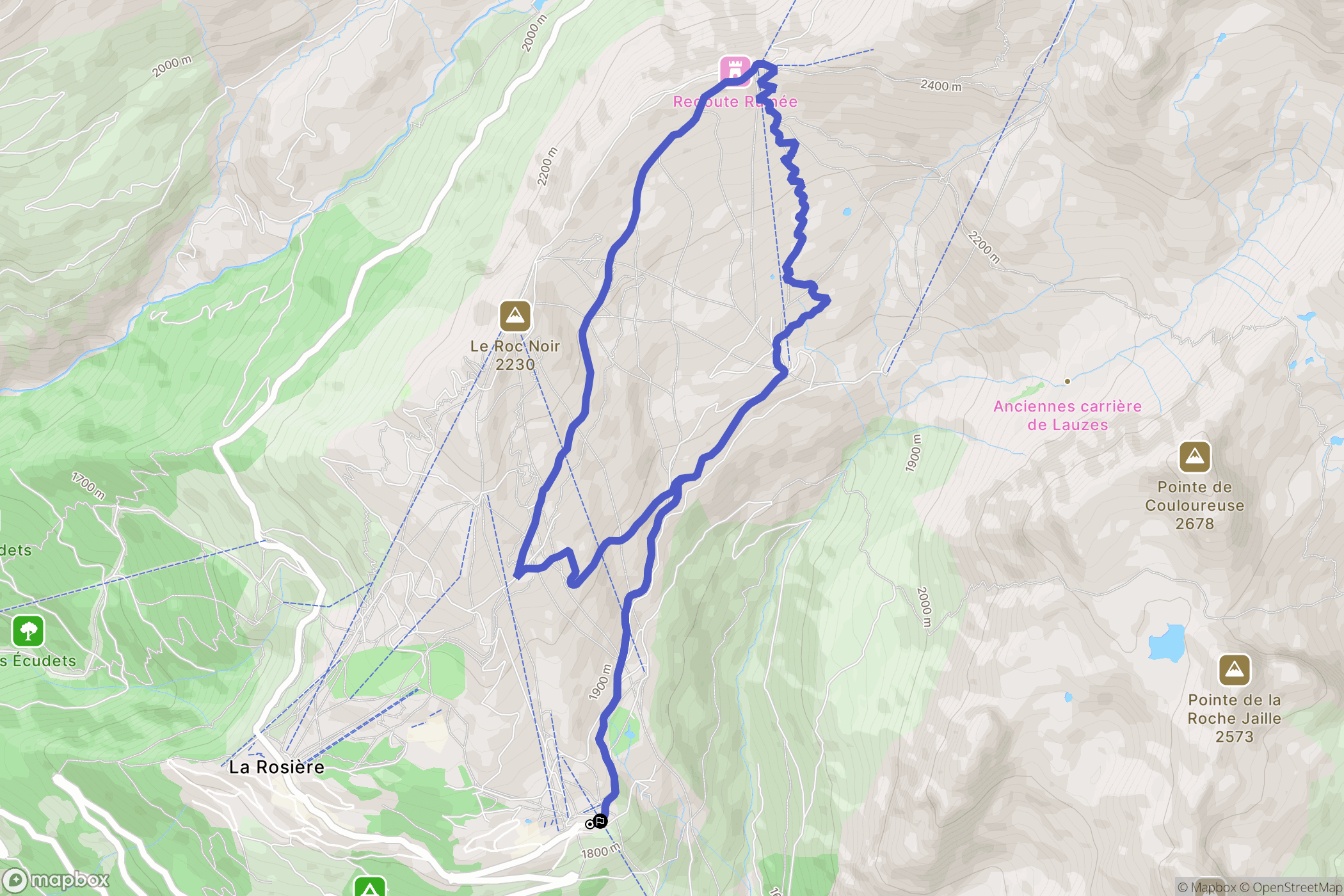 Montvalezan : carte du parcours de randonnée - France