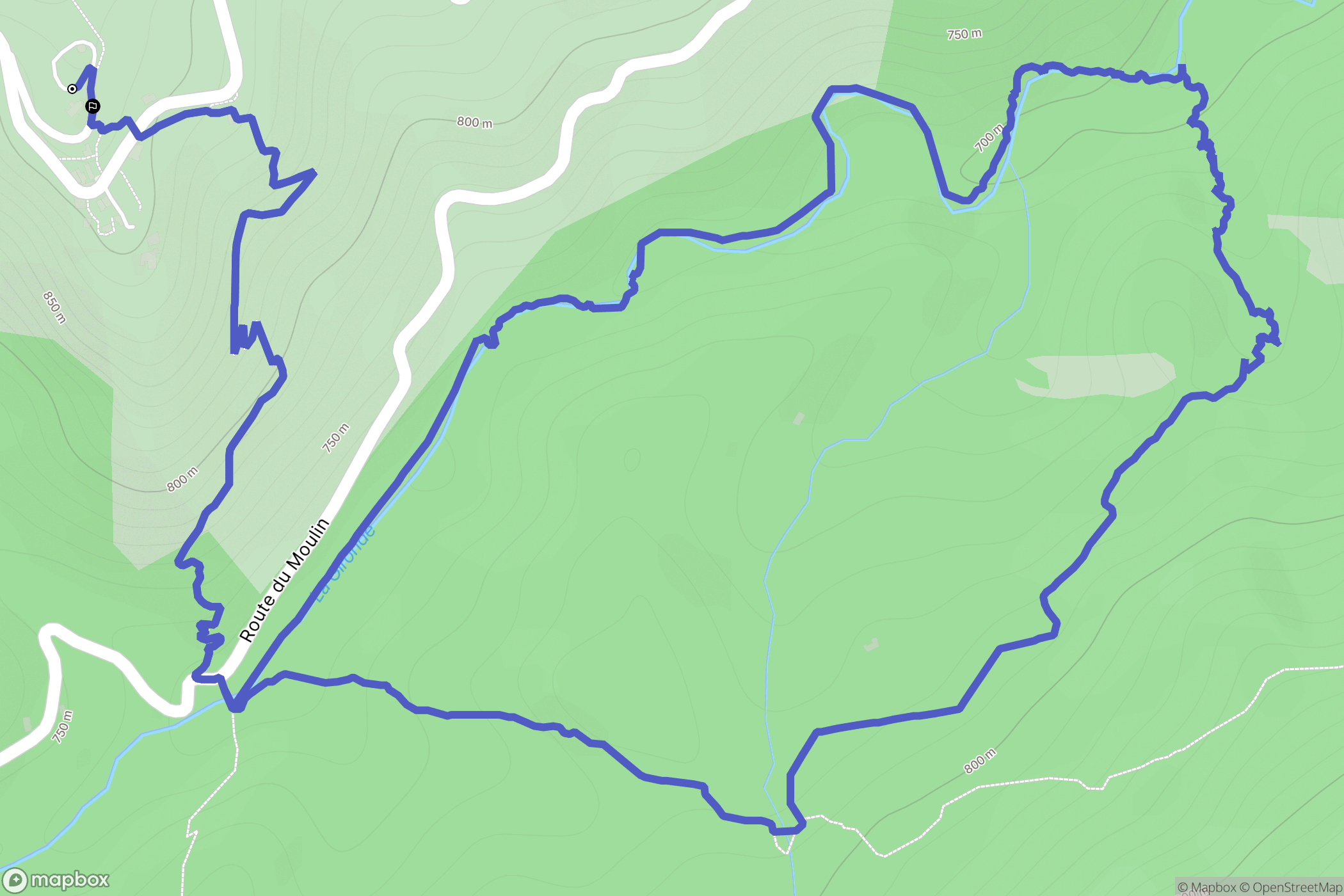 Le Mas : carte du parcours de randonnée - France