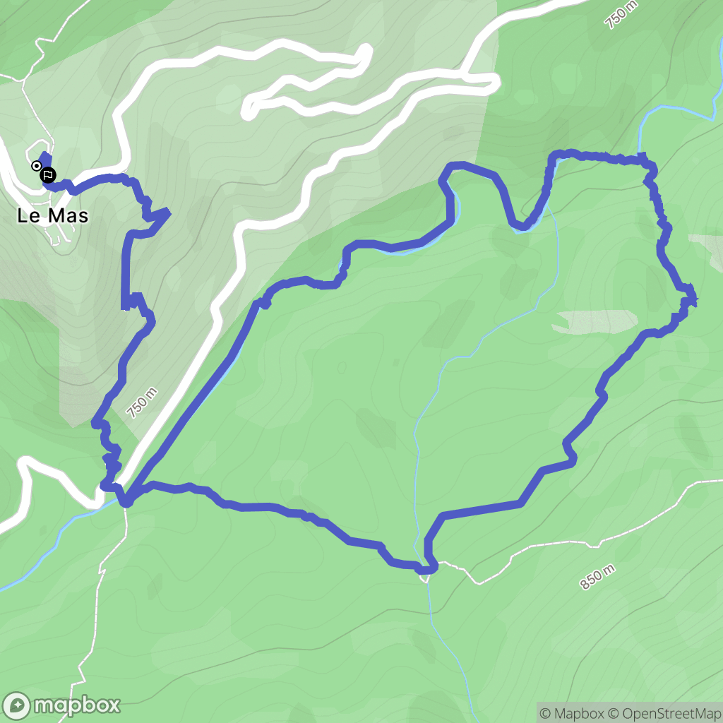 Le Mas : carte du parcours de randonnée - France