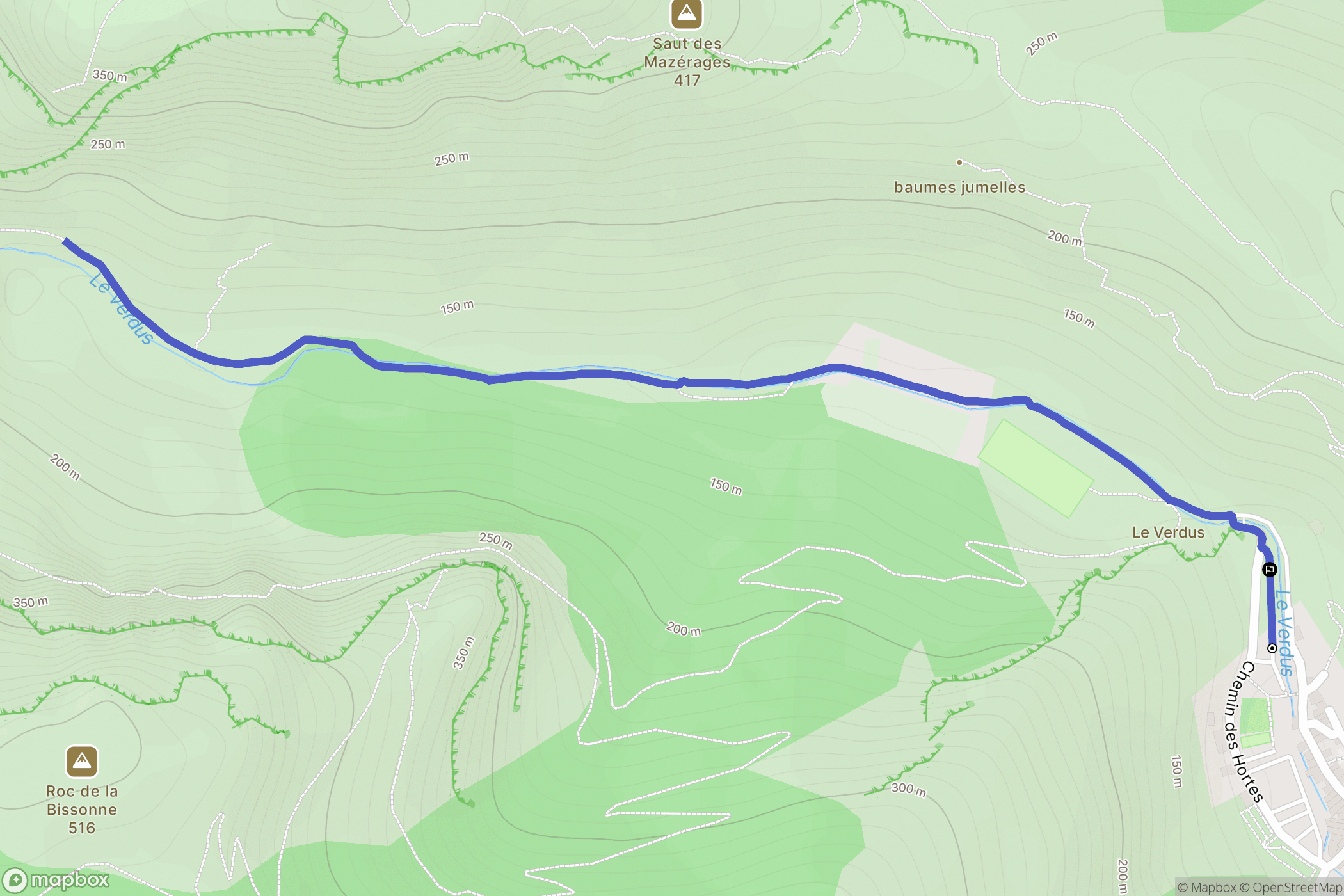 Saint-Guilhem-le-Désert : carte du parcours de randonnée - France