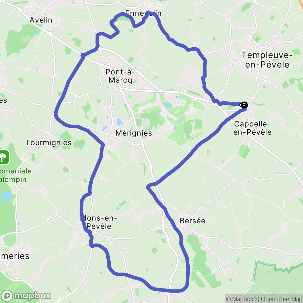 Cappelle-en-Pévèle : carte du parcours de randonnée - France