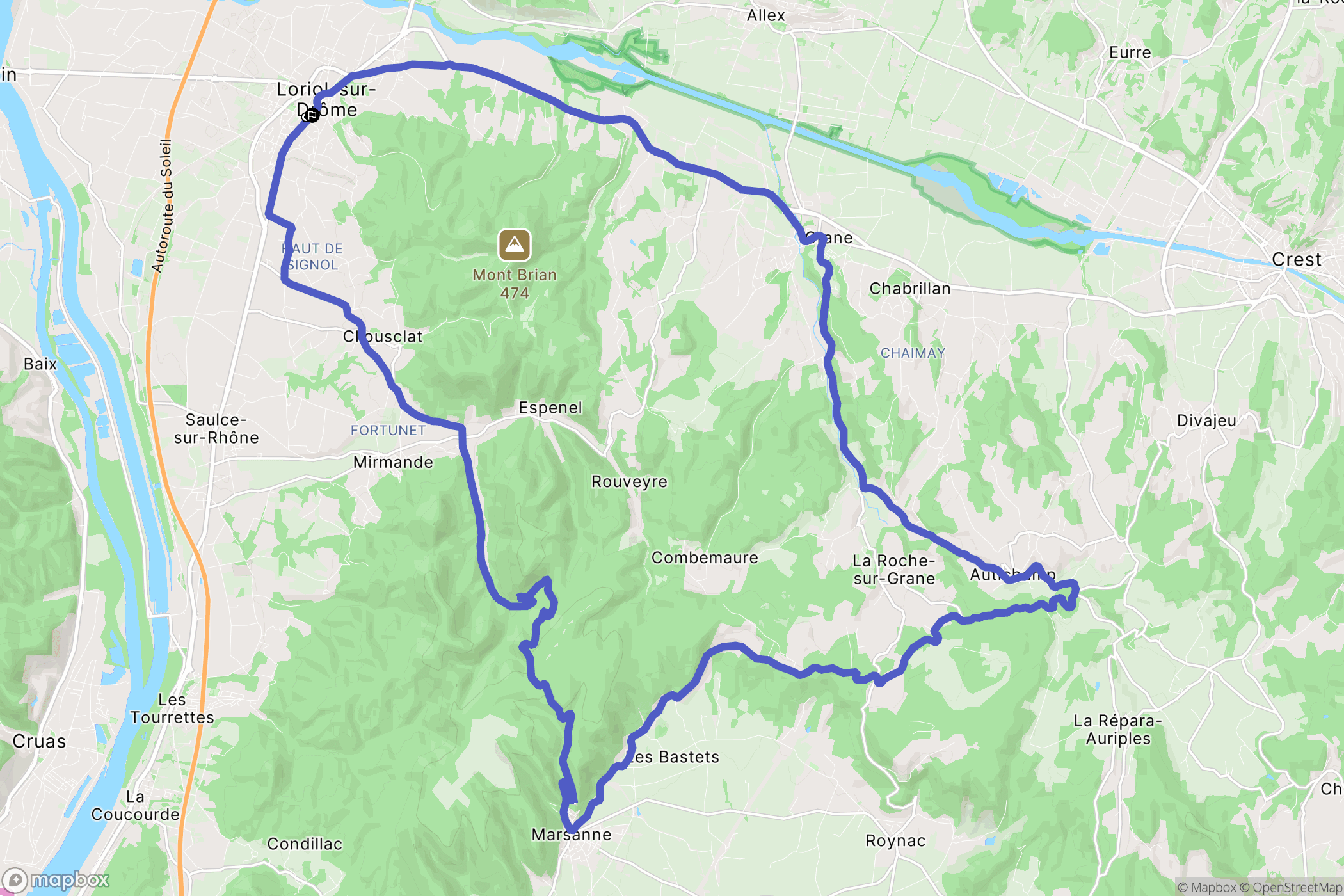 Loriol-sur-Drôme : carte du parcours de randonnée - France