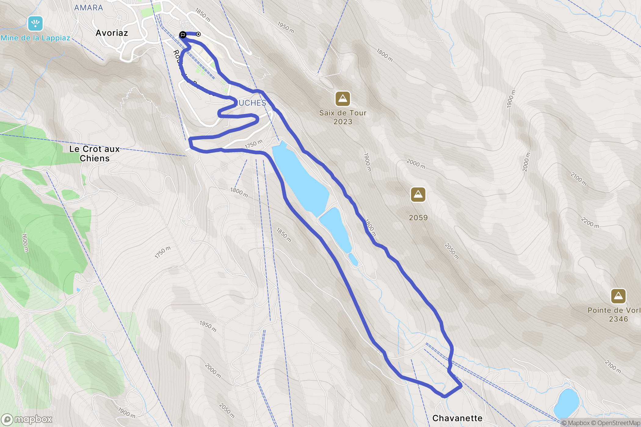 Morzine : carte du parcours de randonnée - France