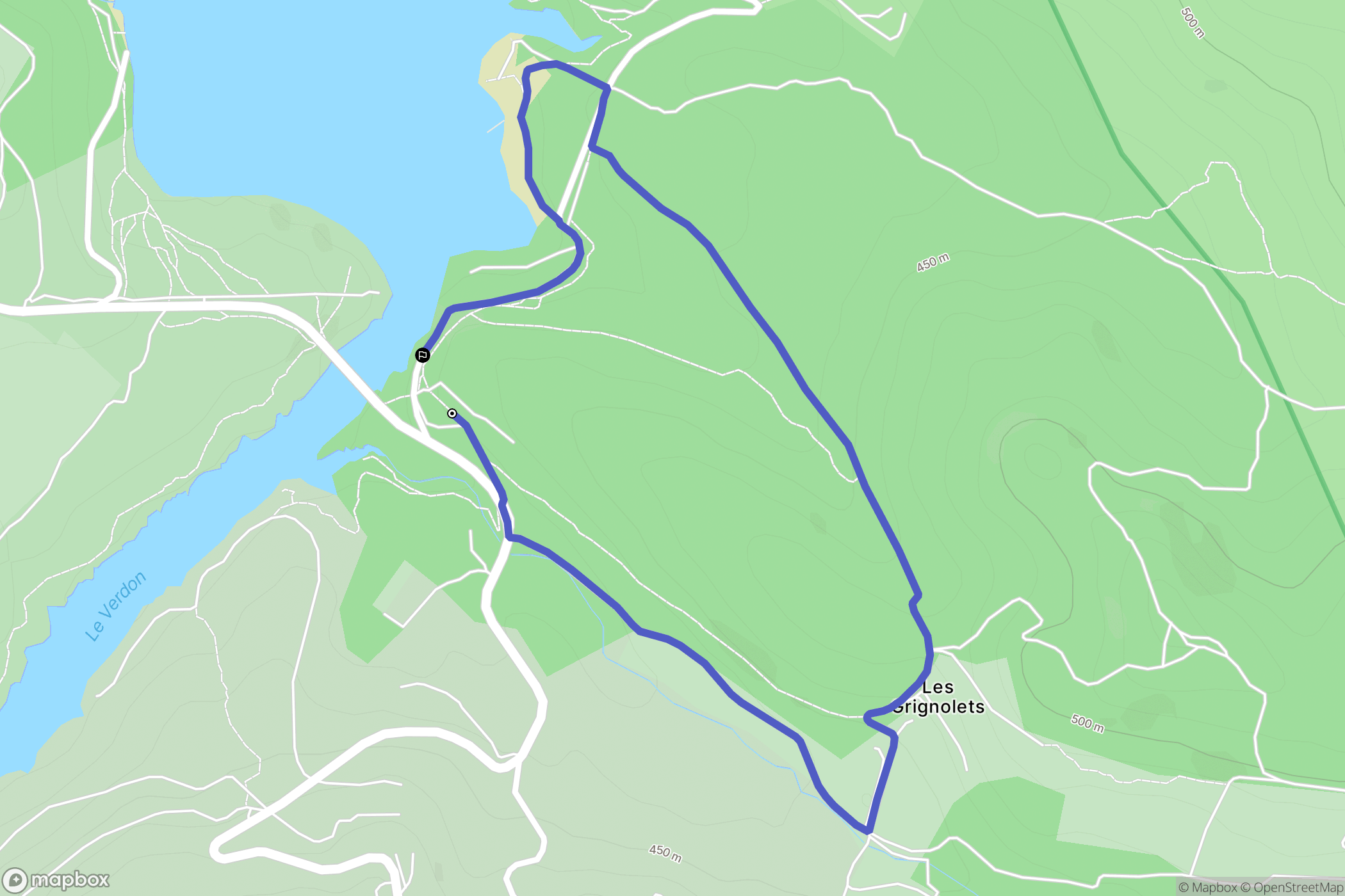 Artignosc-sur-Verdon : carte du parcours de randonnée - France