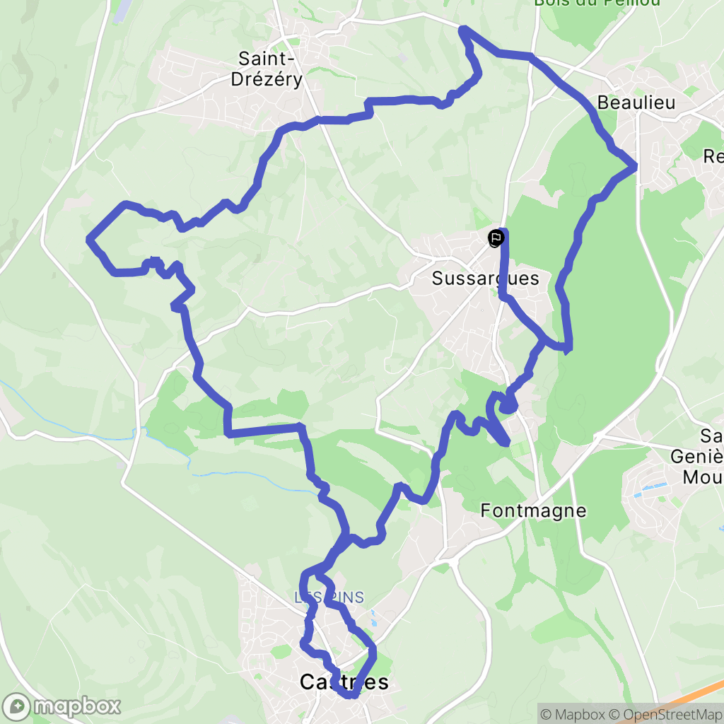 Sussargues : carte du parcours de randonnée - France