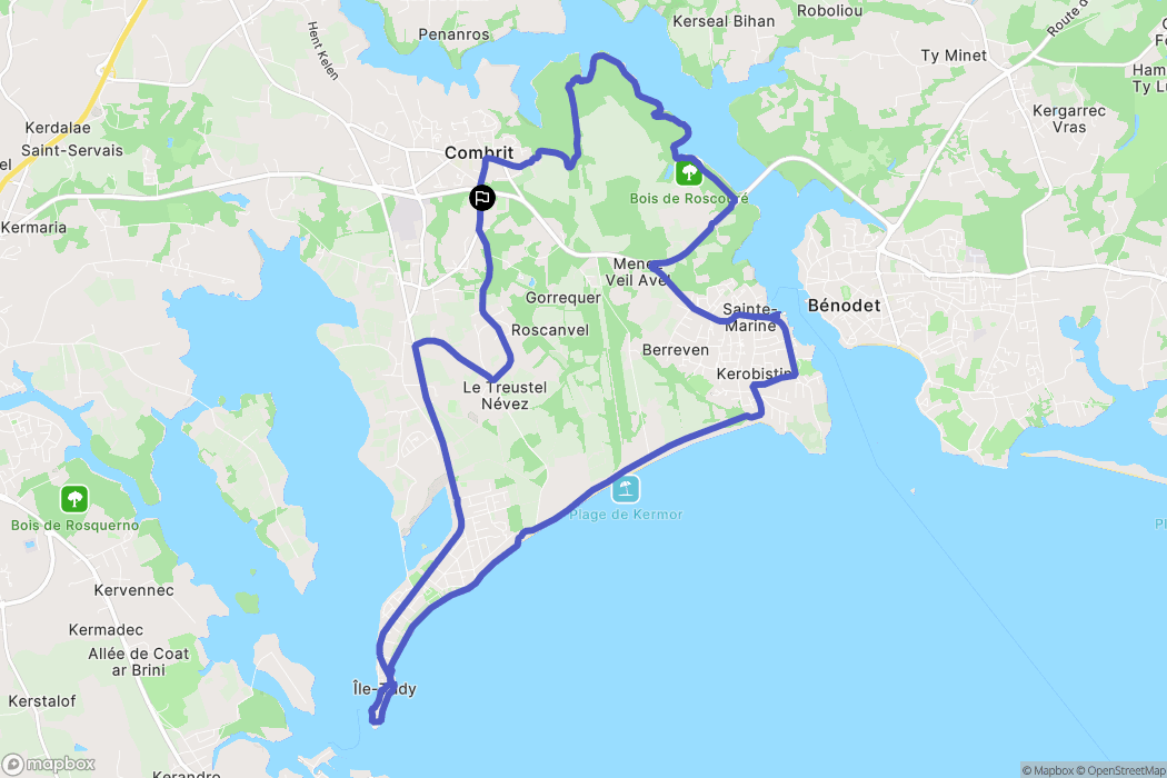 Combrit : carte du parcours de randonnée - France