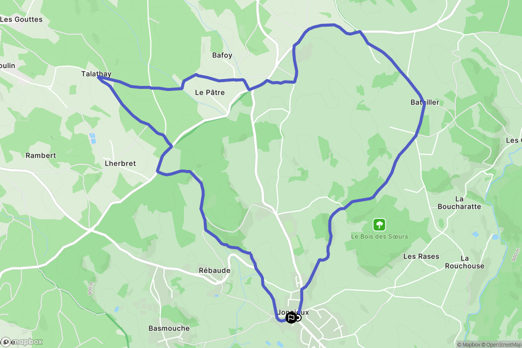 Jonzieux : carte du parcours de randonnée - France