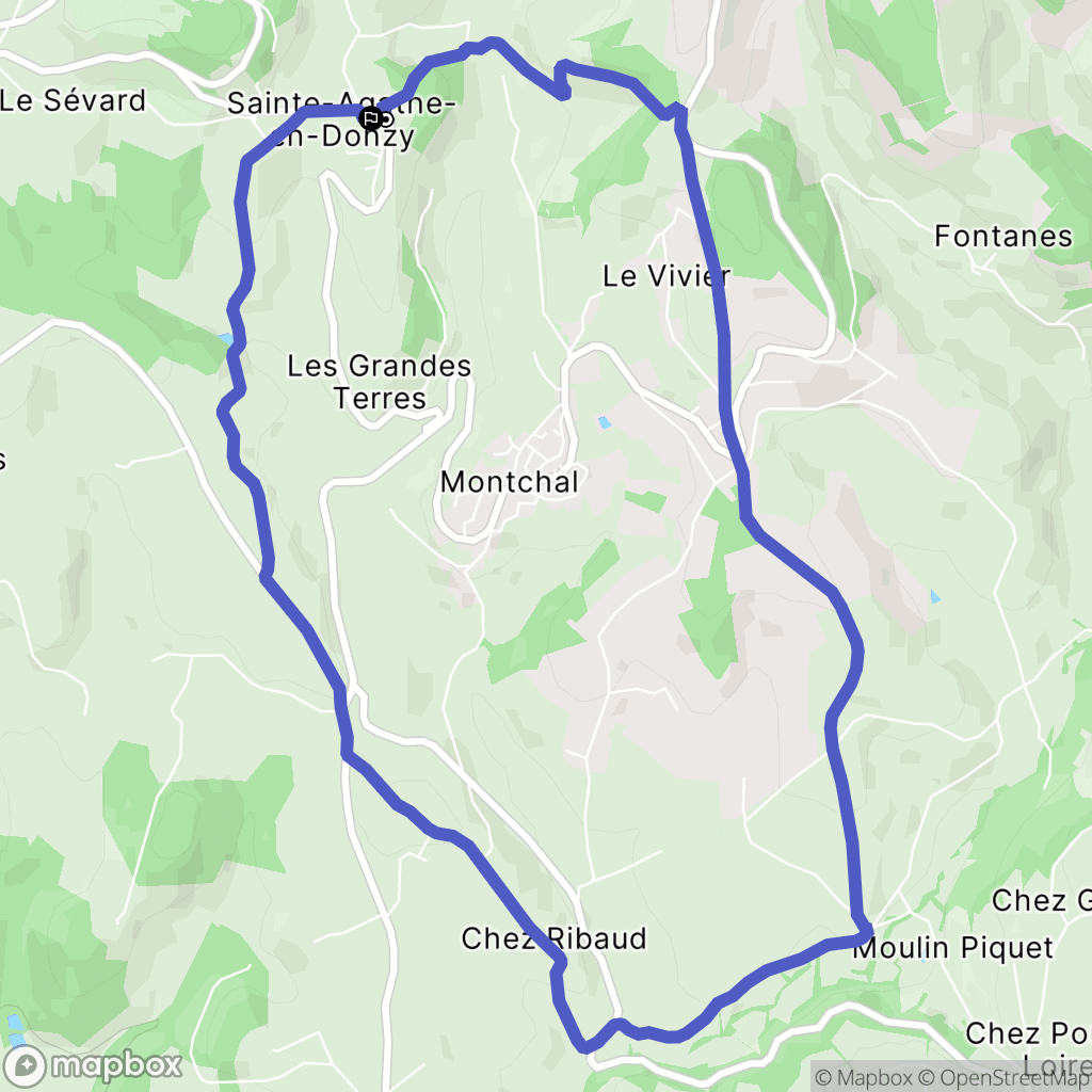 Sainte-Agathe-en-Donzy : carte du parcours de randonnée - France