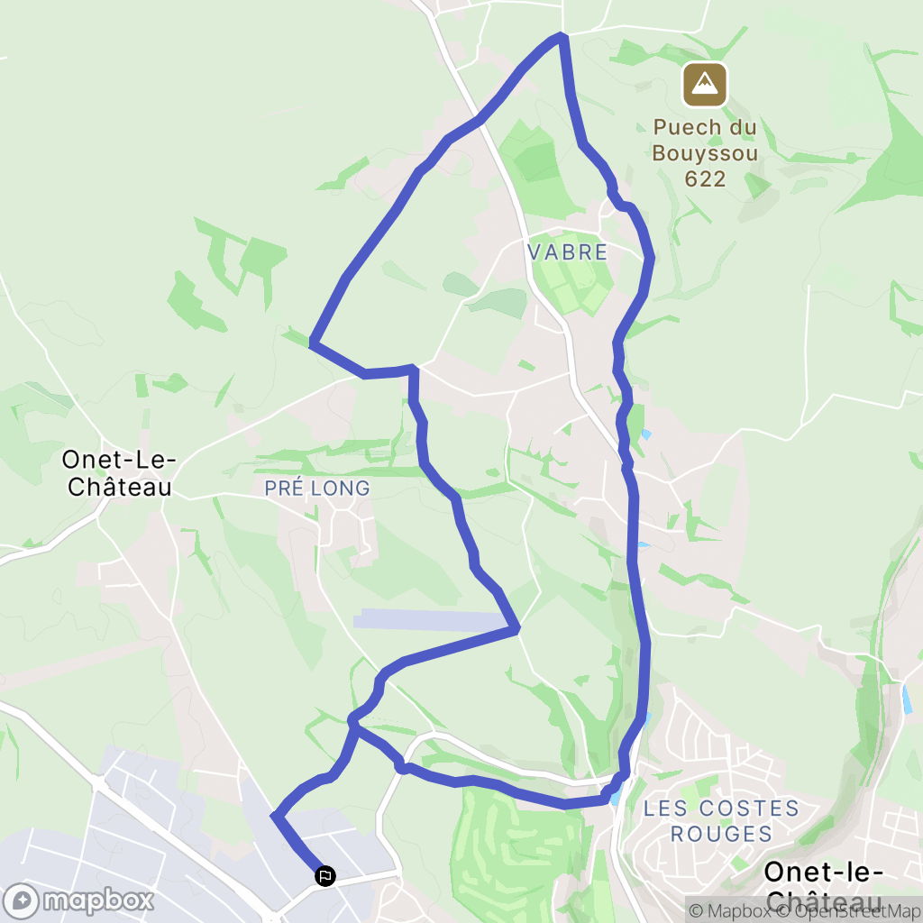 Onet-le-Château : carte du parcours de randonnée - France