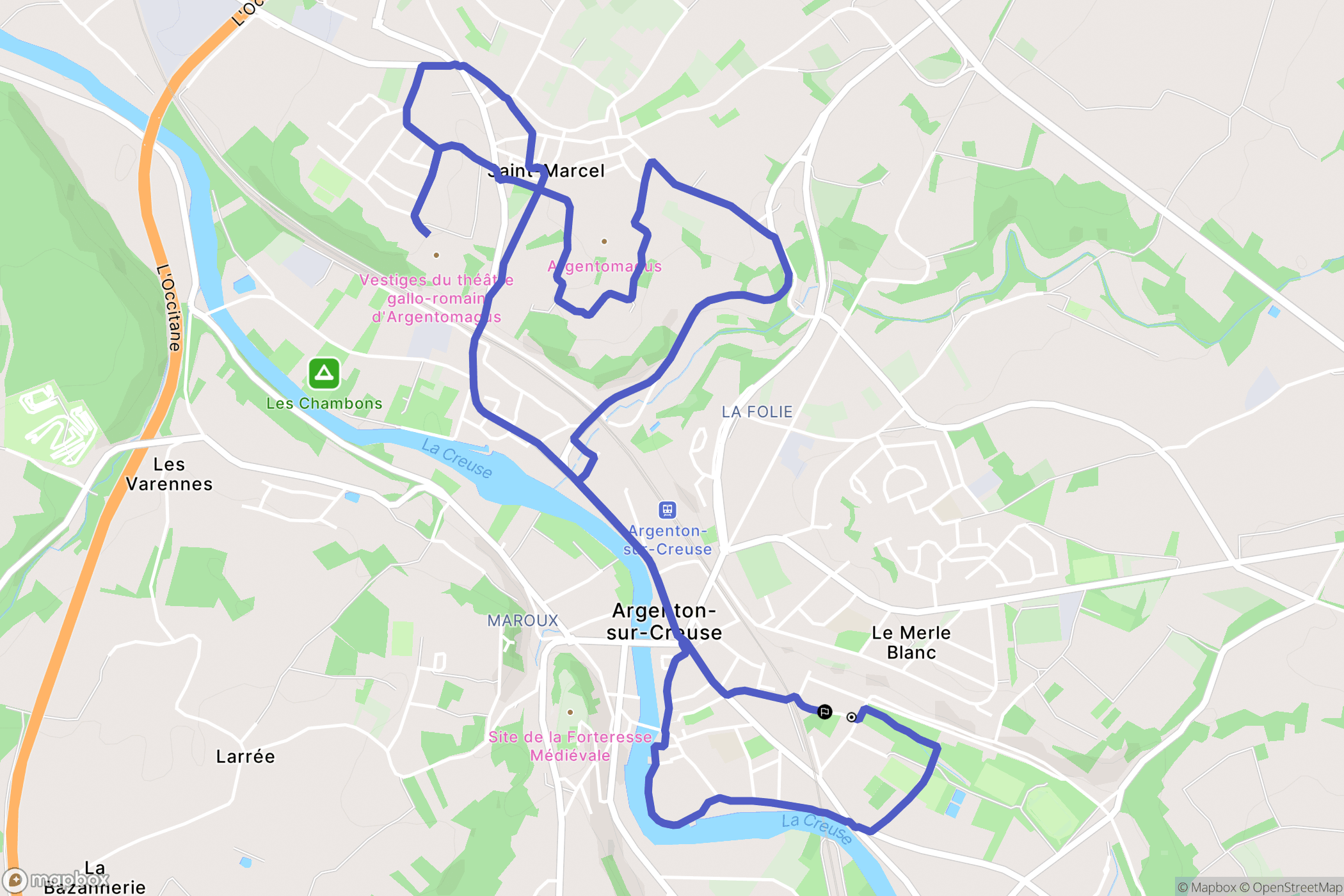 Argenton-sur-Creuse : carte du parcours de randonnée - France