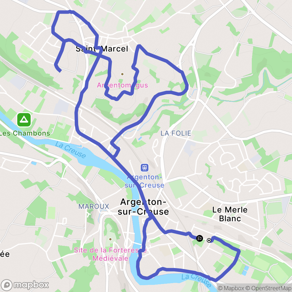 Argenton-sur-Creuse : carte du parcours de randonnée - France