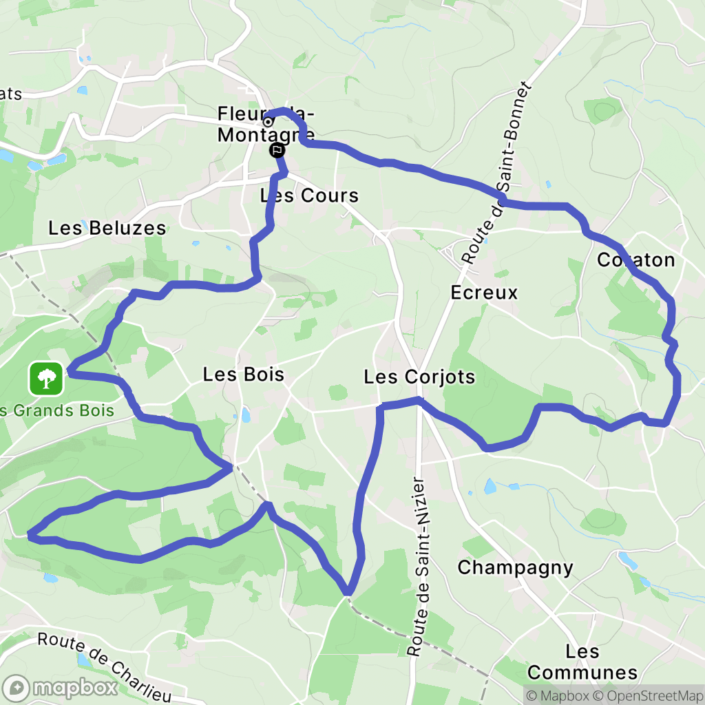 Fleury-la-Montagne : carte du parcours de randonnée - France