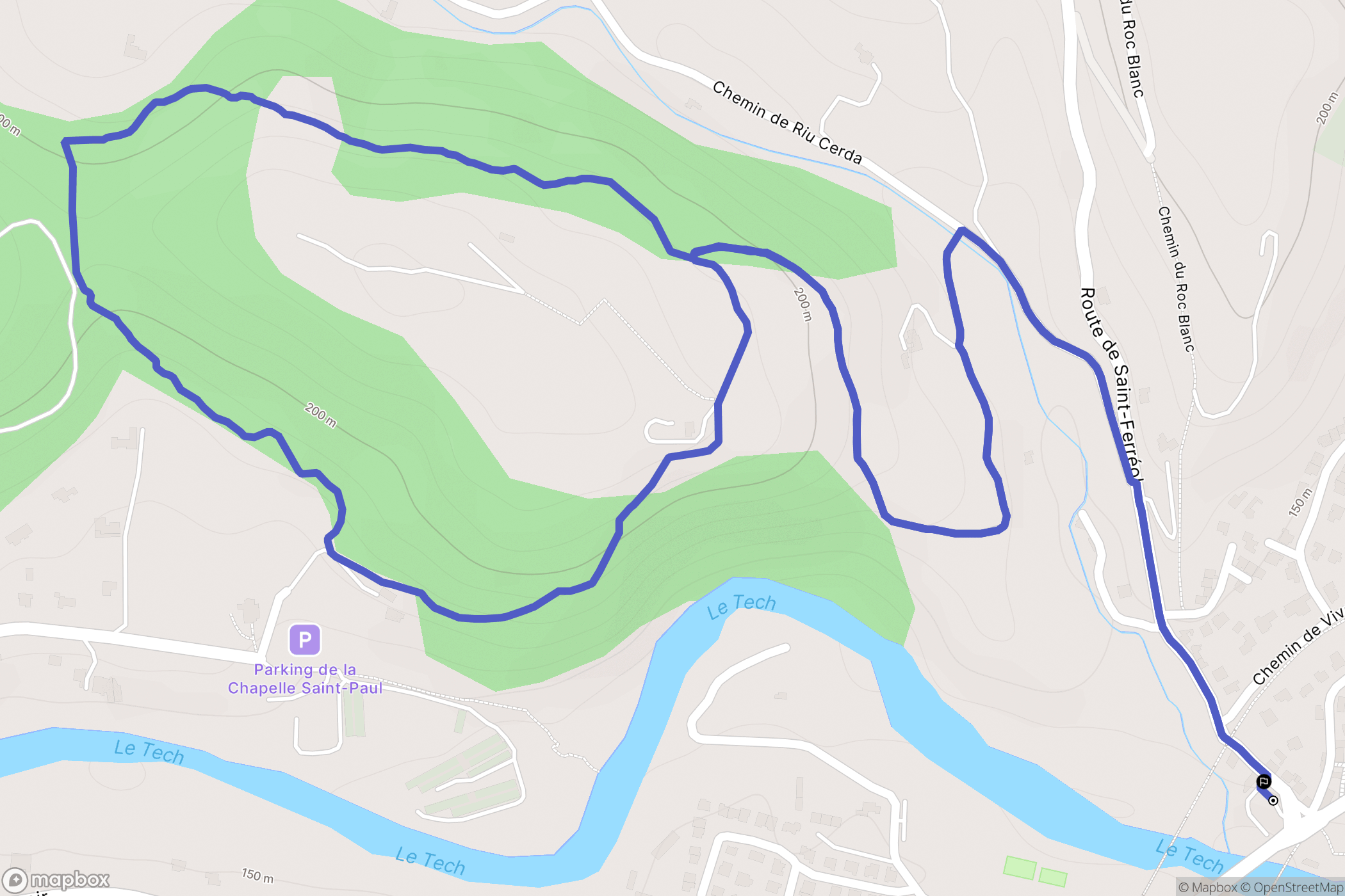 Céret : carte du parcours de randonnée - France