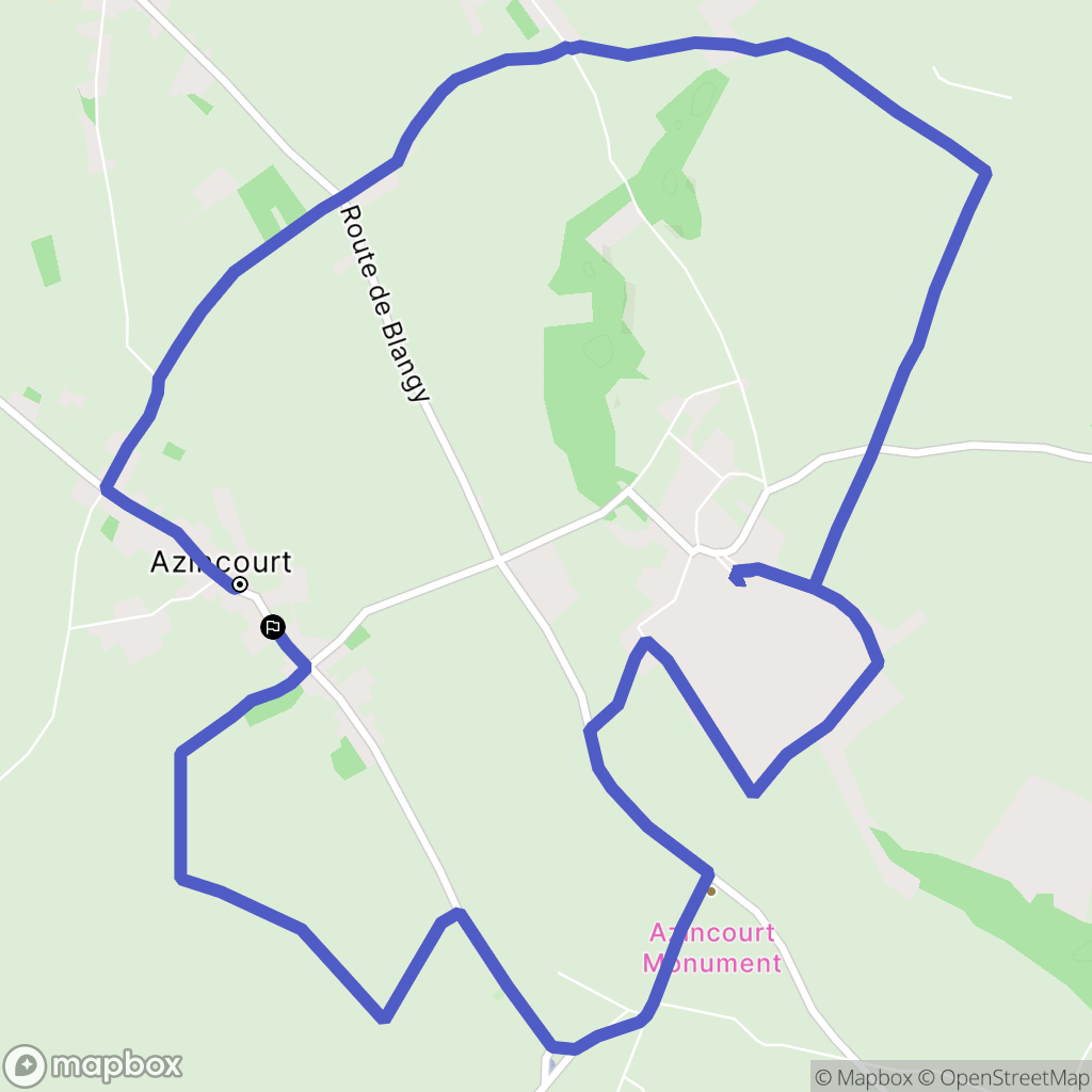 Azincourt : carte du parcours de randonnée - France