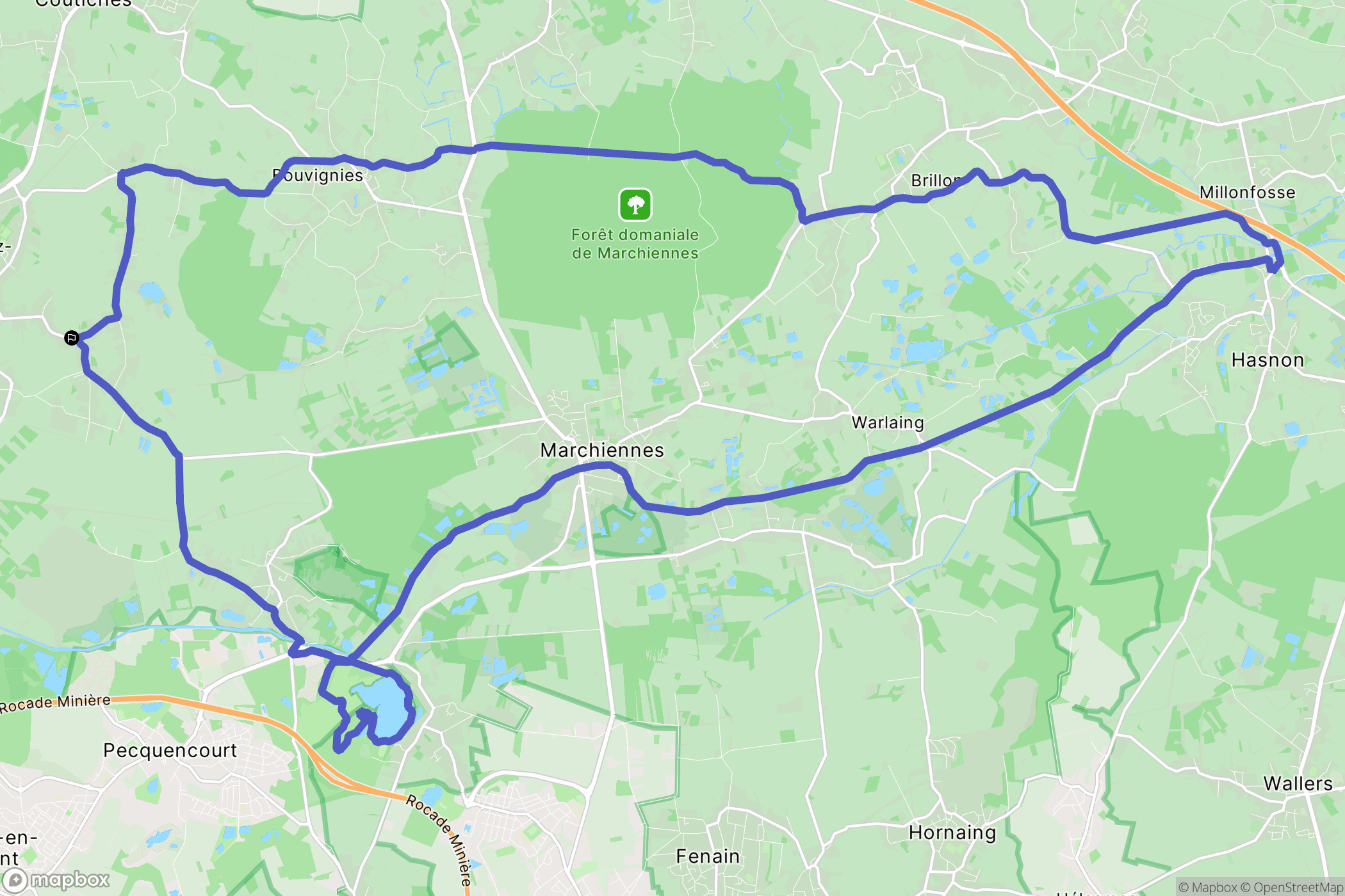 Flines-lez-Raches : carte du parcours de randonnée - France