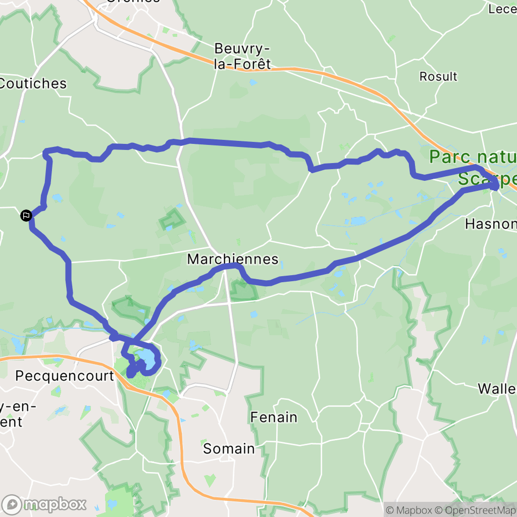 Flines-lez-Raches : carte du parcours de randonnée - France