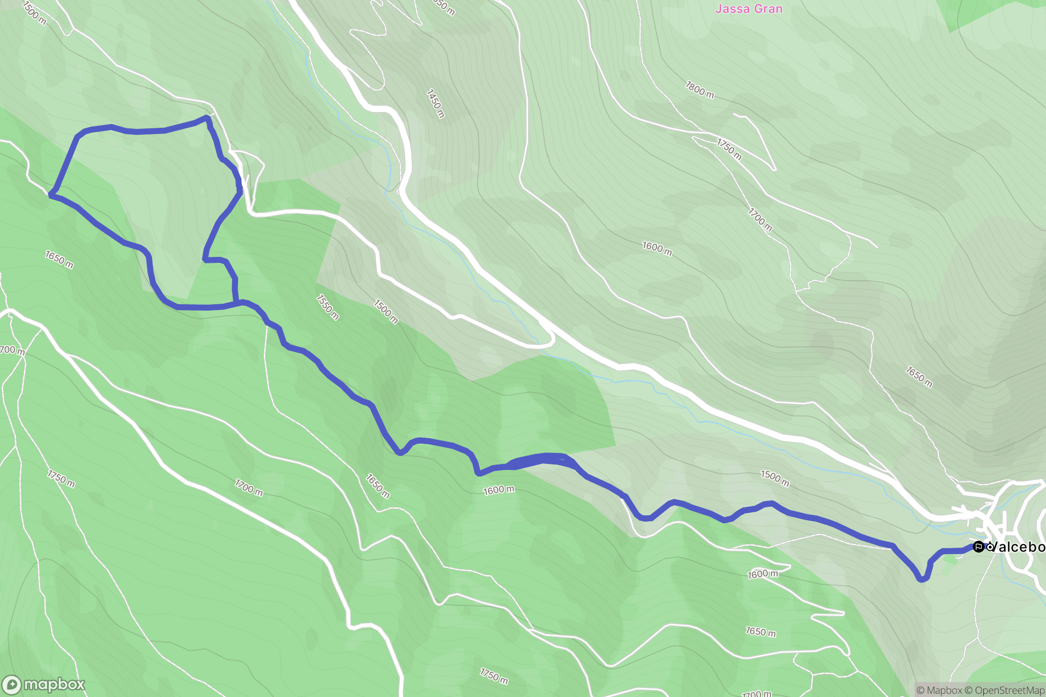 Valcebollère : carte du parcours de randonnée - France